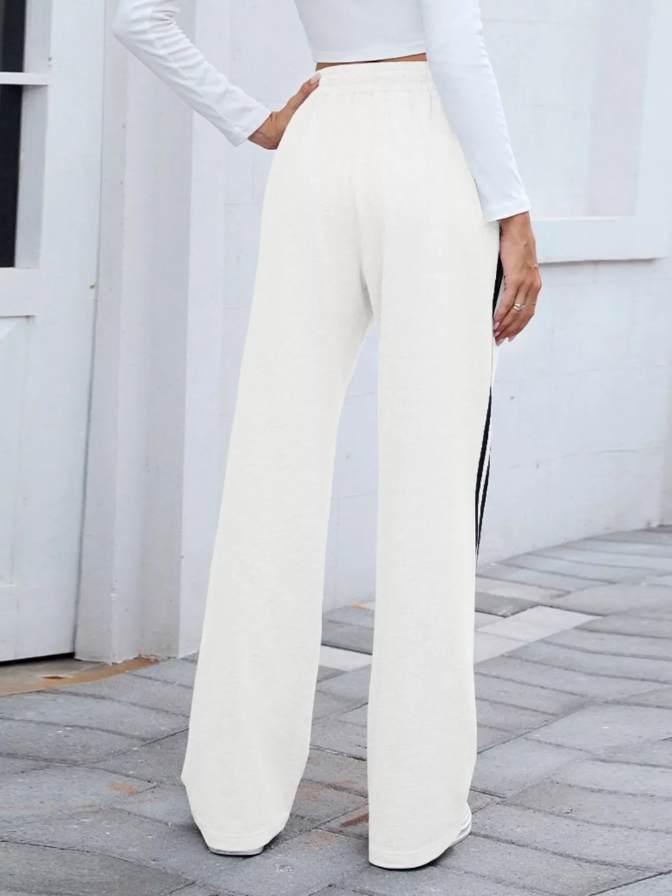 Side Striped Wide Leg Pants