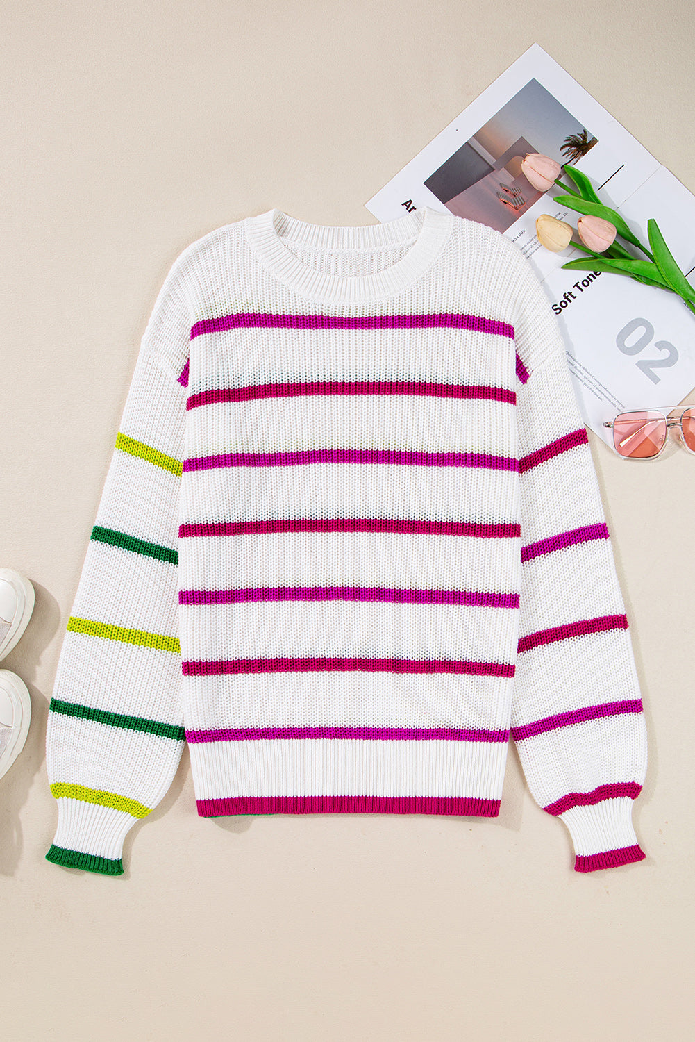 Colorful Striped Crew Neck Sweater
