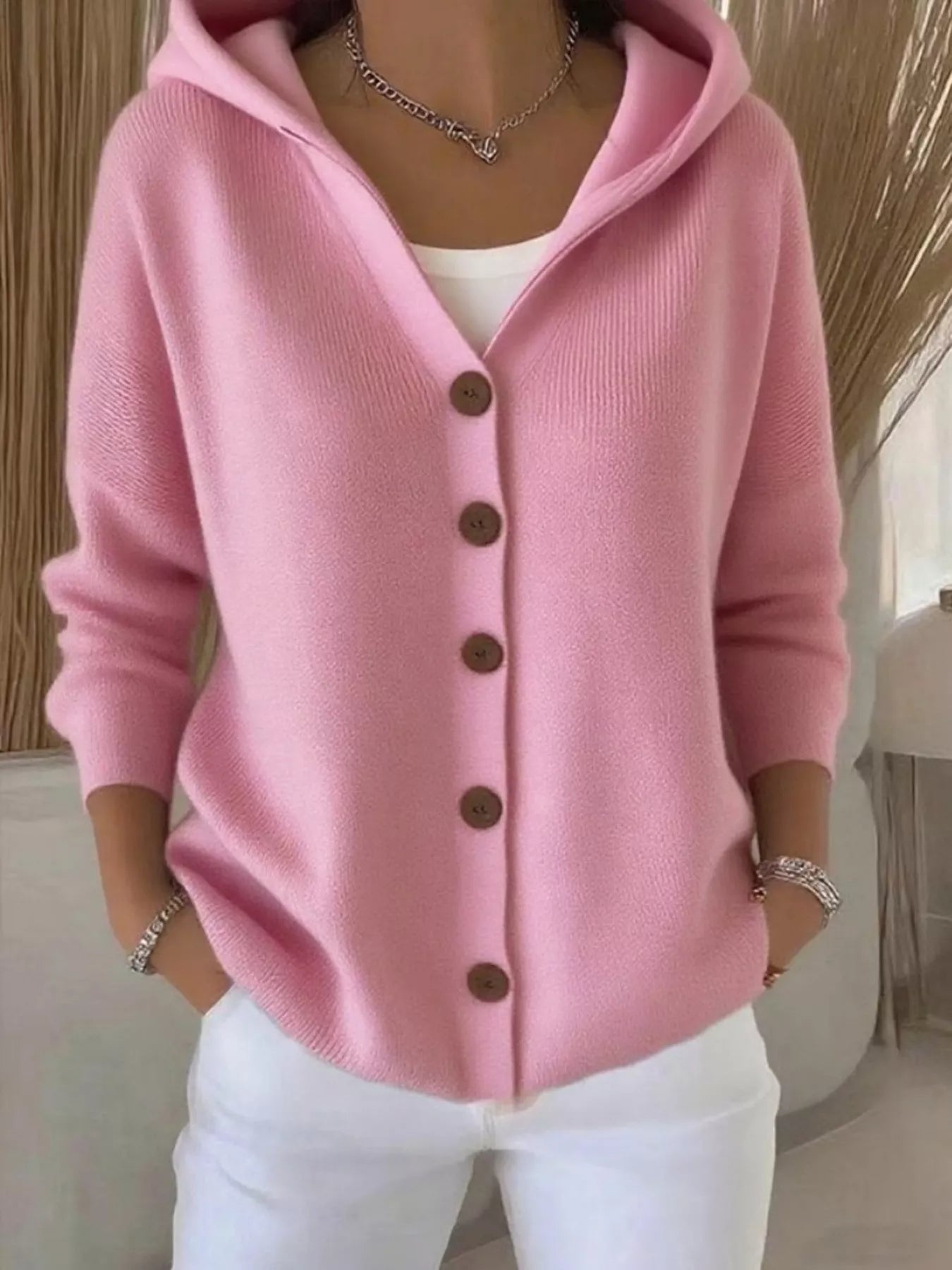 Full Size Button Up Long Sleeve Cardigan Plus Size