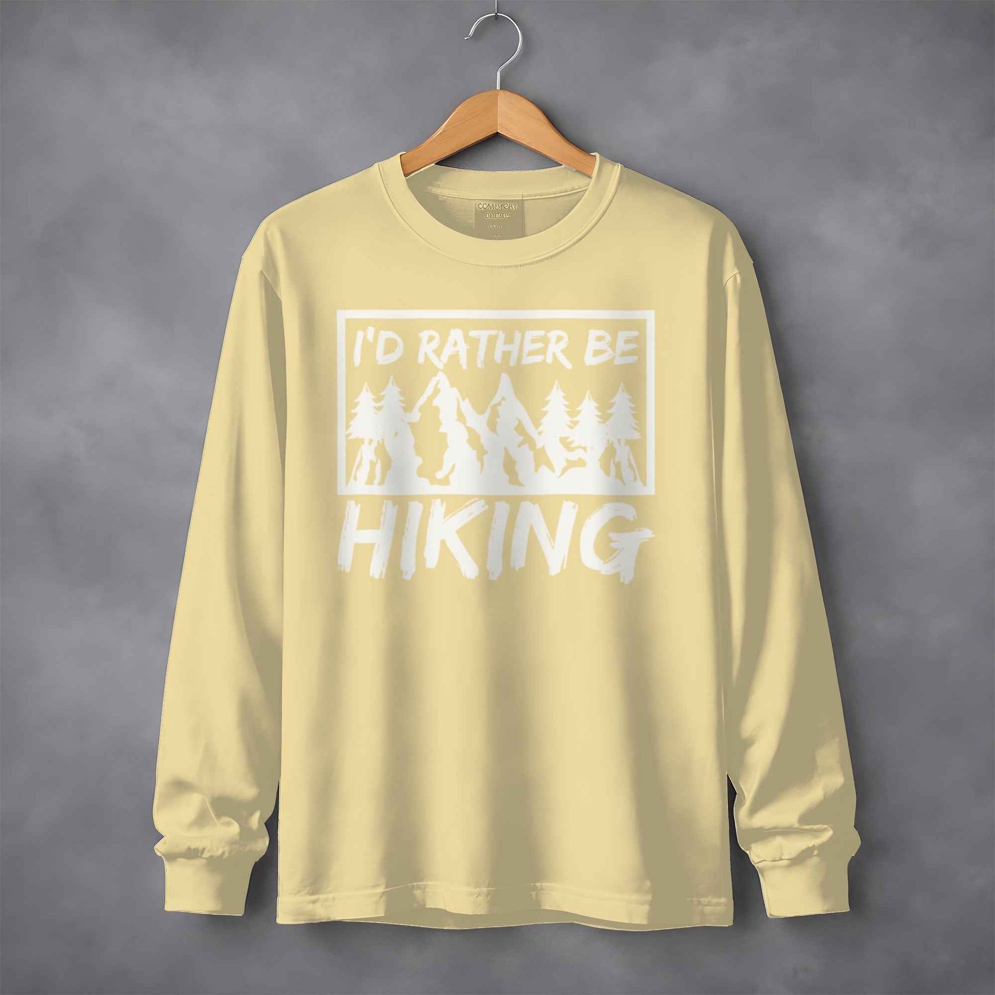 I'd Rather Be Hiking Mountain Graphic Long Sleeve T-Shirt