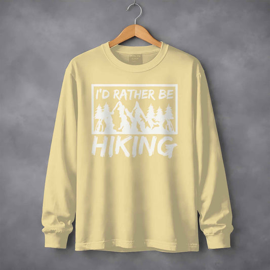I'd Rather Be Hiking Mountain Graphic Long Sleeve T-Shirt