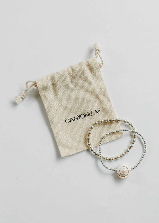 Sterling Silver + Sea Shell || Beaded Anklet or Bracelet