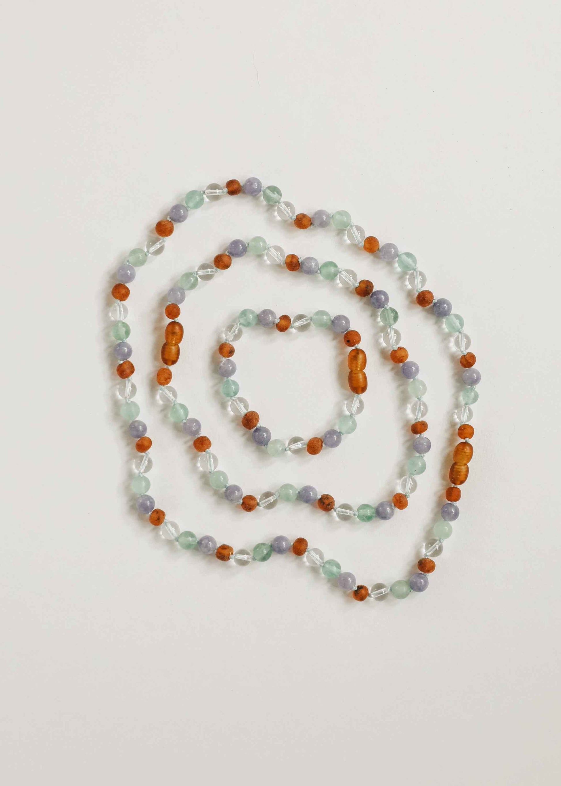 Baltic Sea Amber + Natural Gemstone || Beaded Necklace