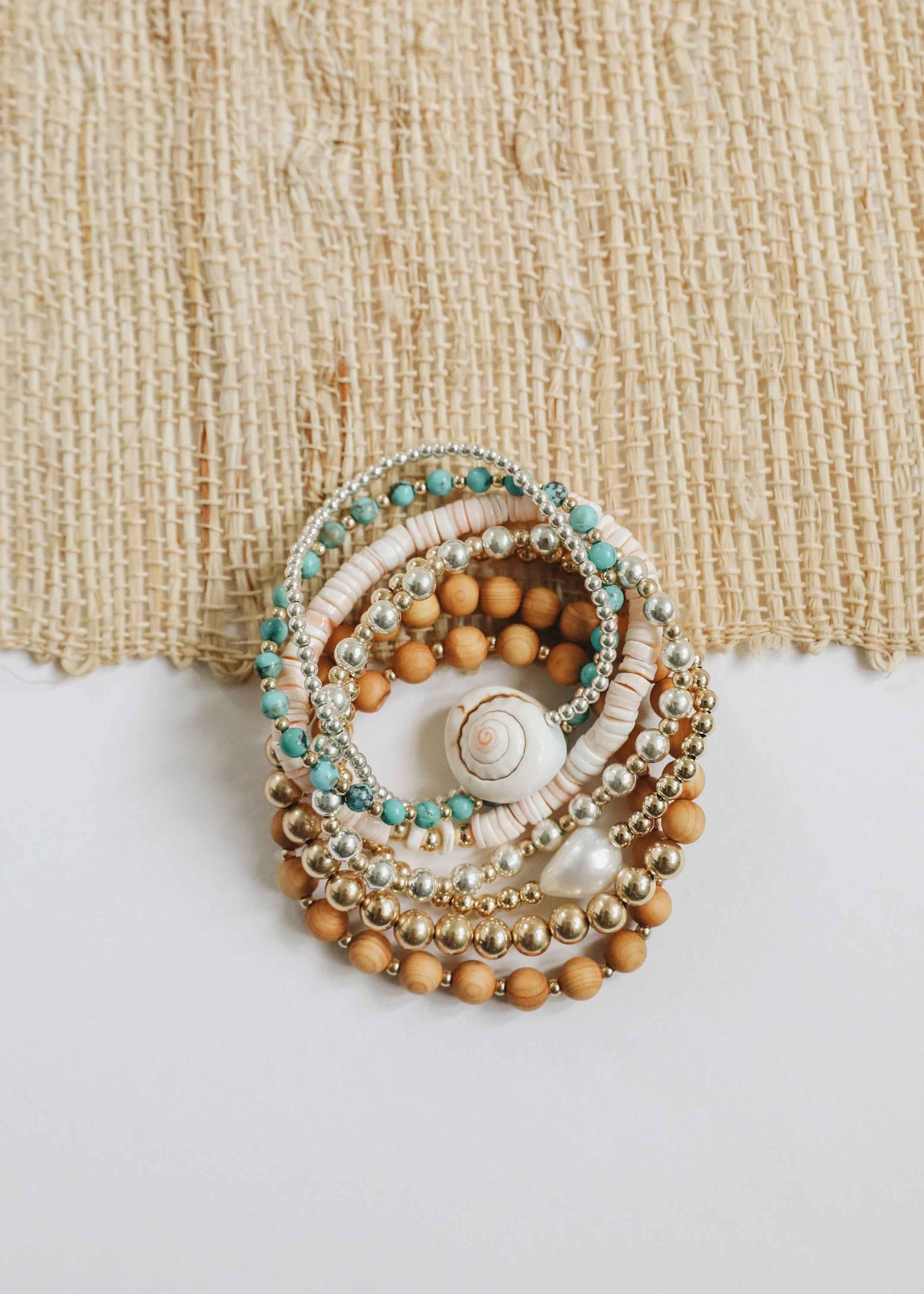 Sterling Silver + 14k Gold Filled Sun || Beaded Bracelet