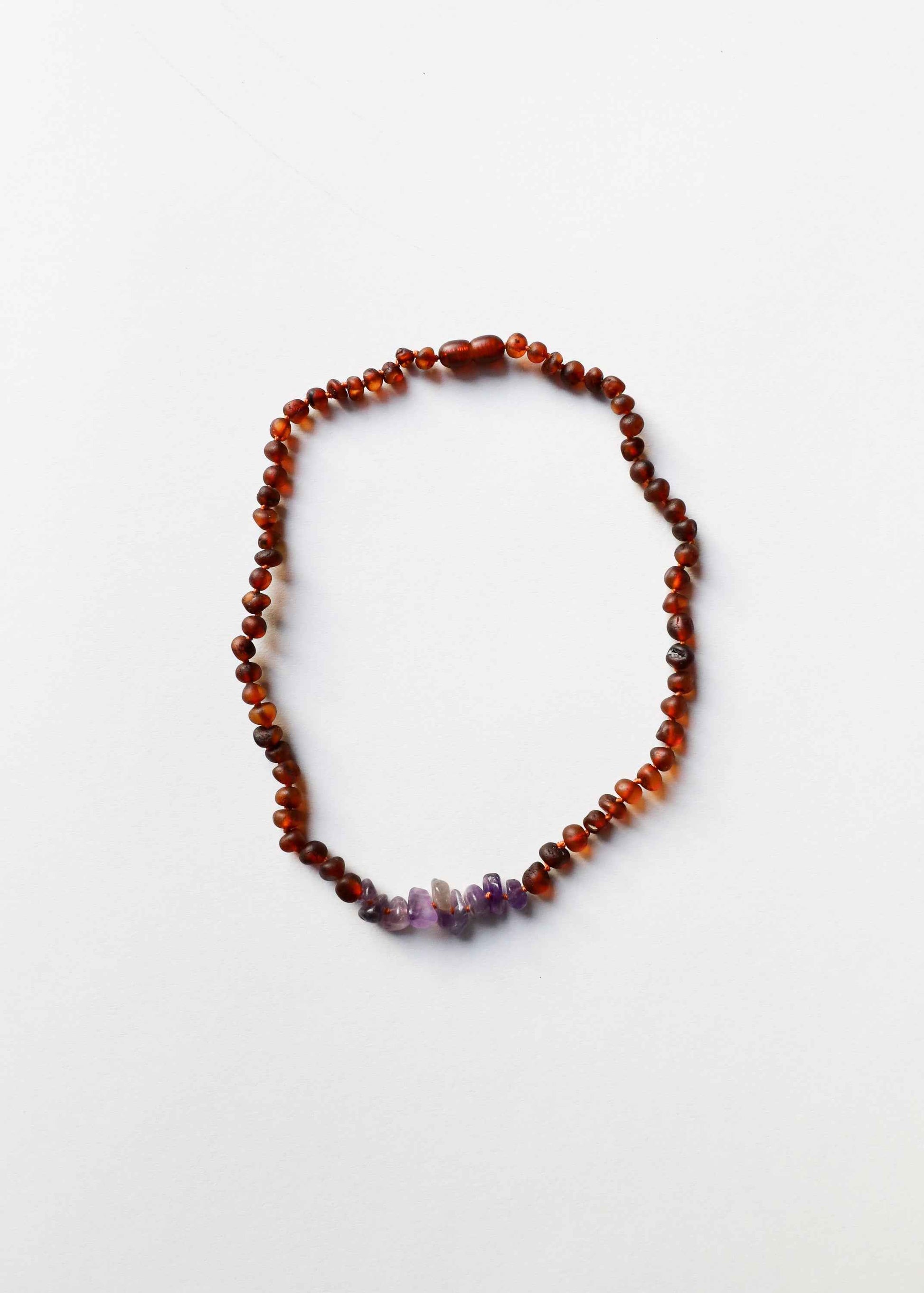 Raw Cognac Baltic Amber + Raw Amethyst || Necklace Set