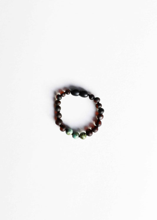 Raw Black Baltic Amber + Turquoise Jasper || Anklet or Bracelet