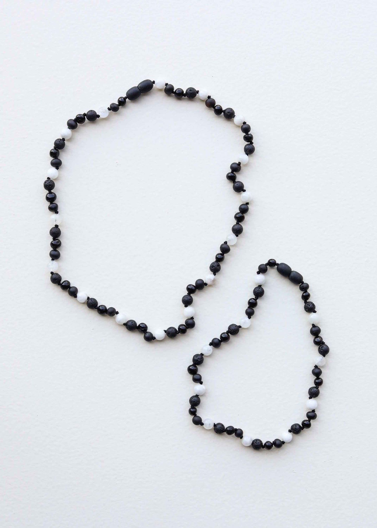 Raw Black Baltic Amber + Moonstone || Necklace