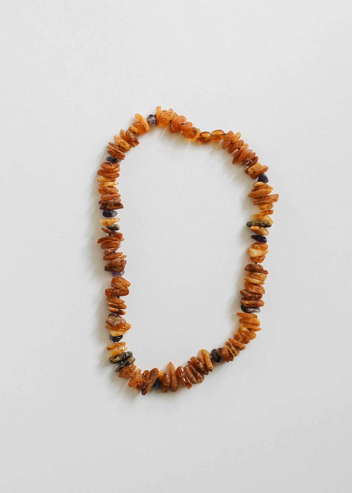 Pet Necklace: Raw Baltic Amber + Raw Amethyst