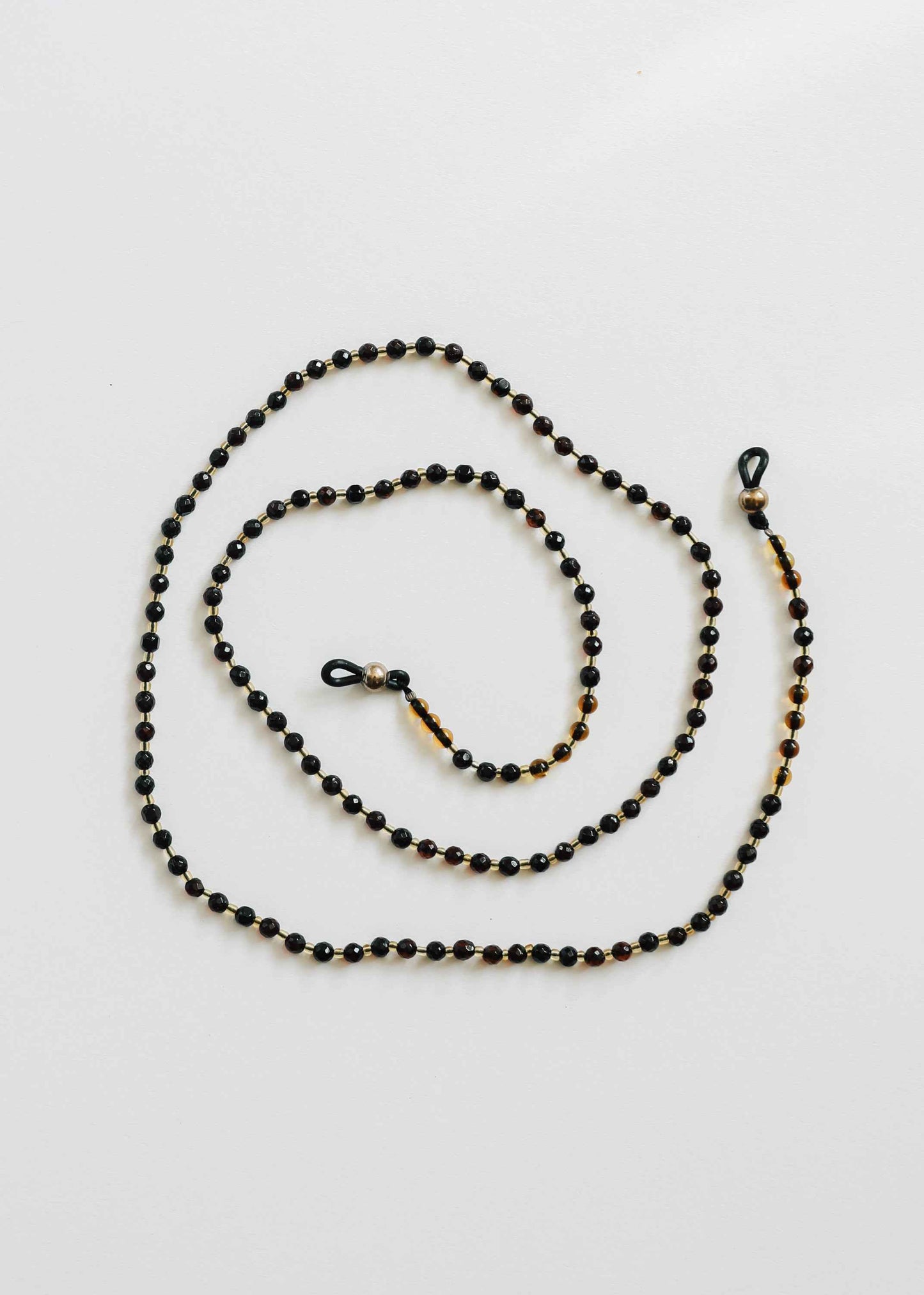 Baltic Sea Amber + Gemstone || Beaded Eyeglass Necklace - Natural Black