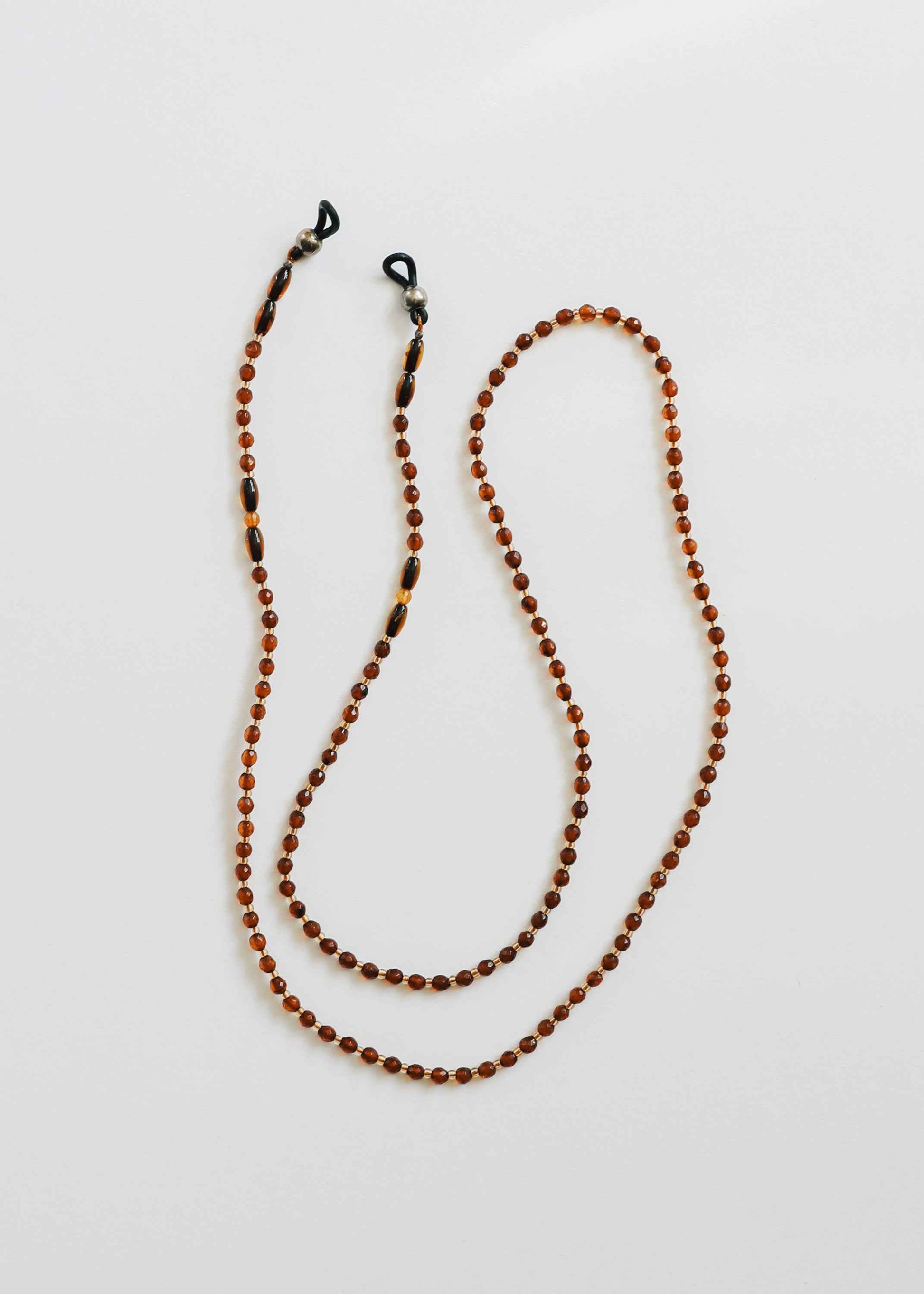 Baltic Sea Amber + Gemstone || Beaded Eyeglass Necklace - Natural Cognac