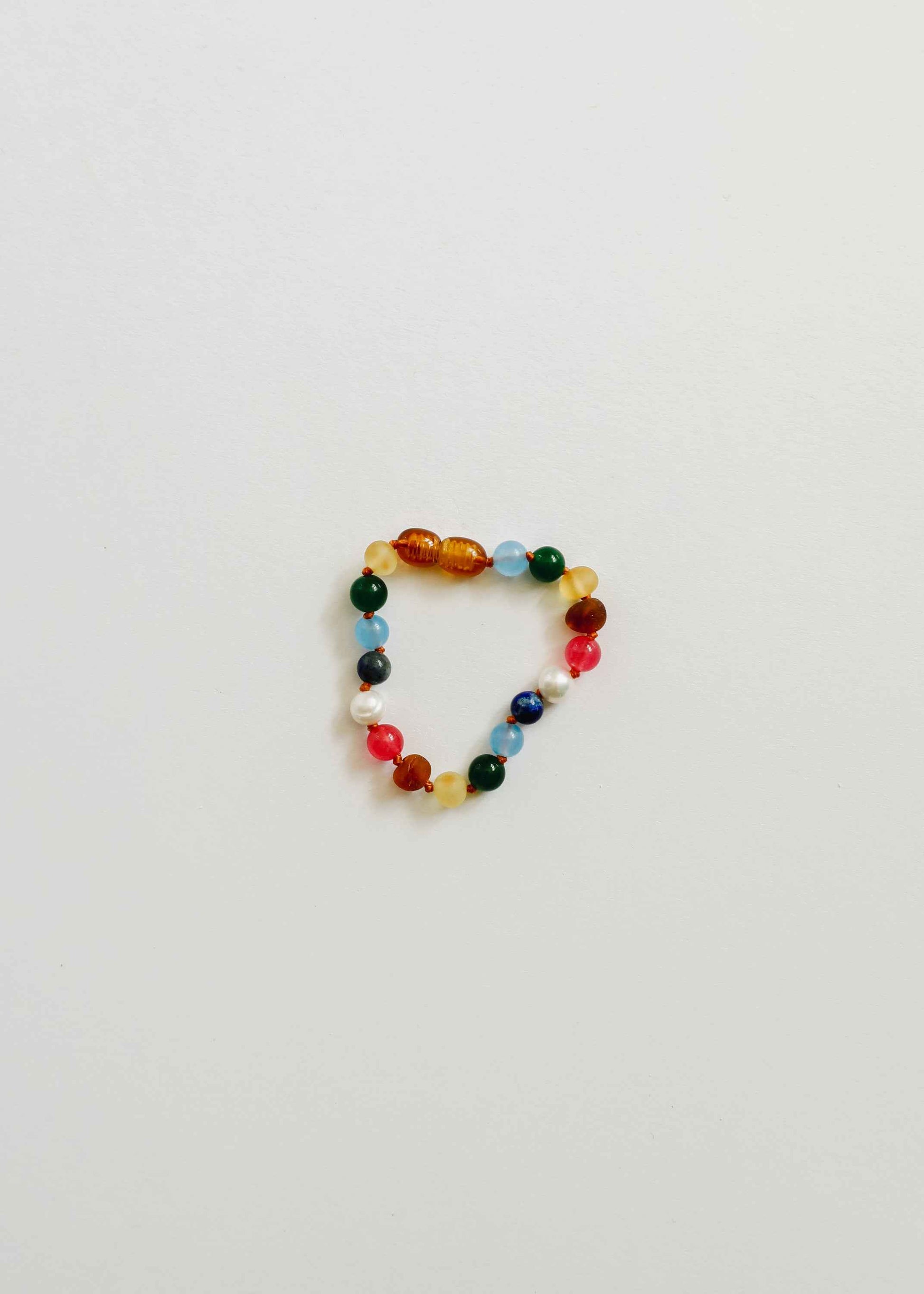 Raw Baltic Amber and Pearl Bracelet + Bright Pink Gemstones