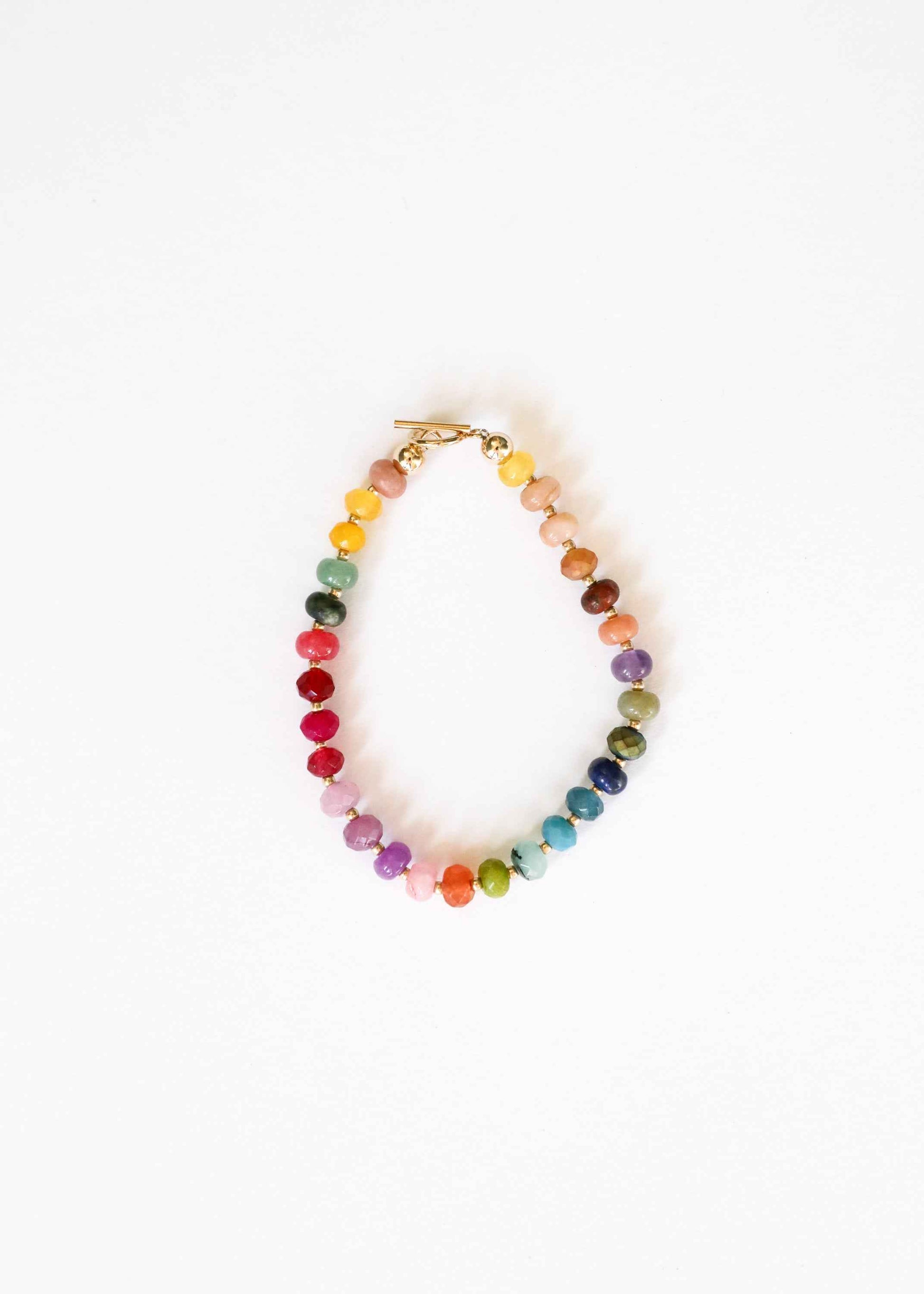Natural Gemstone Bracelet + 14k Gold Filled Toggle : Gold Rush