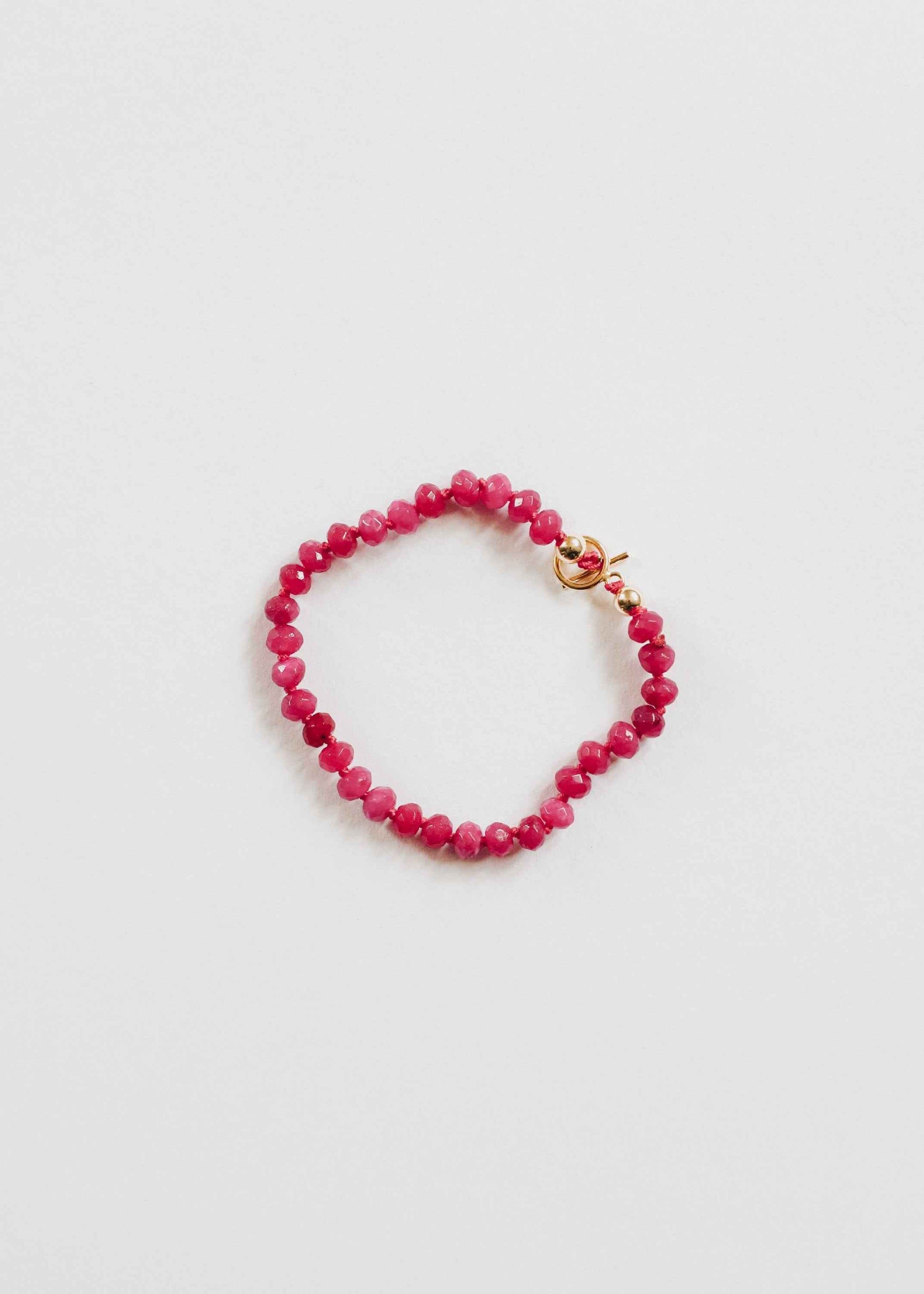 Pink Jade + 14k Gold Filled Toggle || Gemstone Bracelet or Anklet