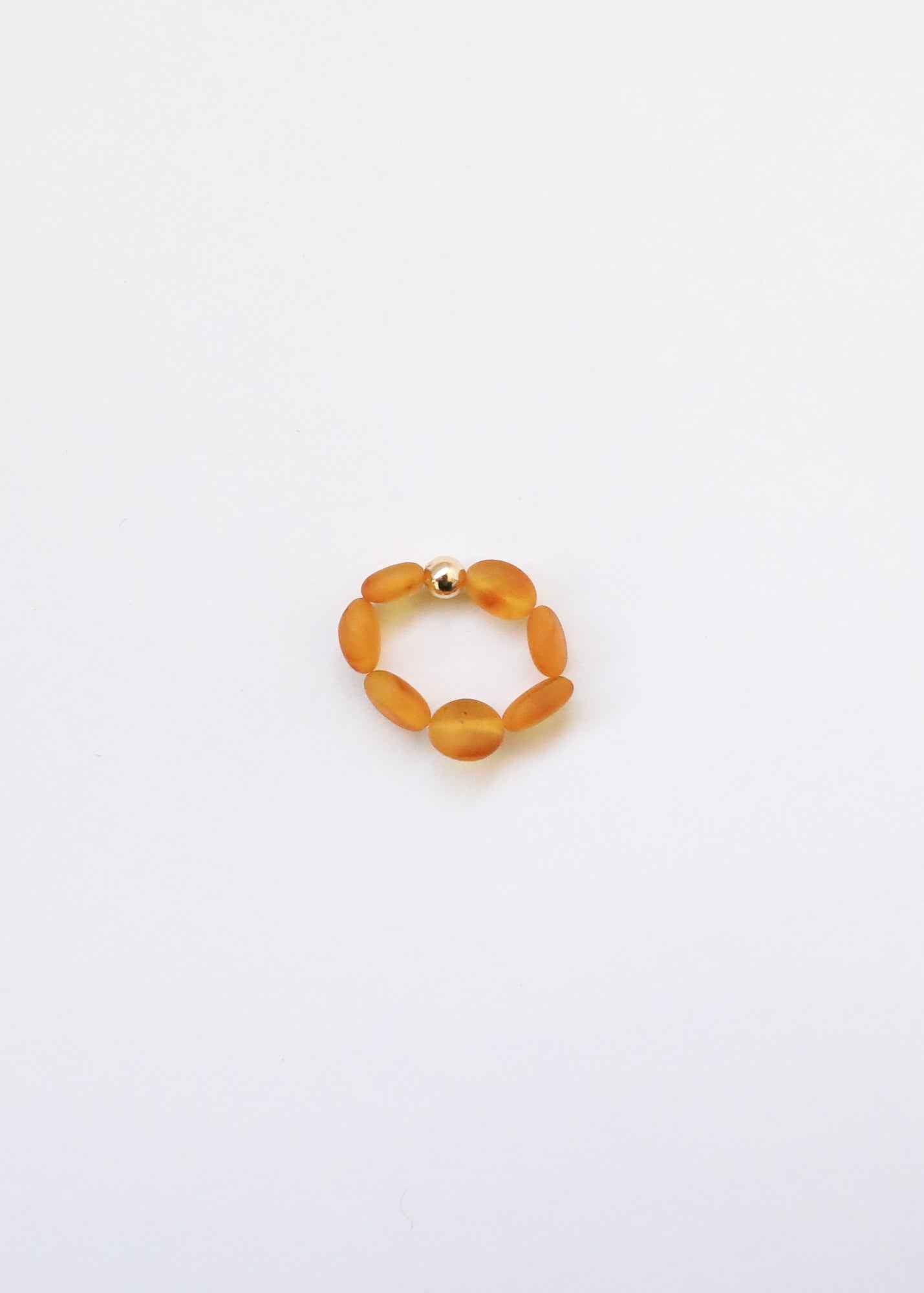 Raw Honey Baltic Amber + 14K Gold Filled || Beaded Ring Stack