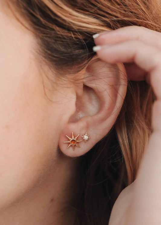 18K Gold Vermeil + Mother of Pearl Gemstone || Everyday Earrings