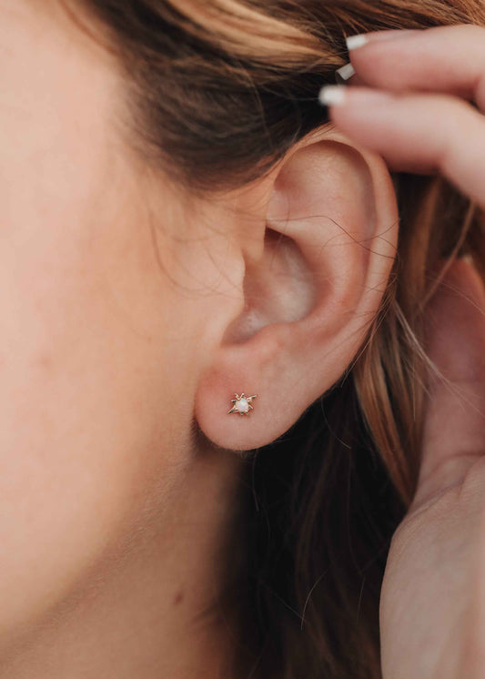 18K Gold Vermeil + Mother of Pearl Gemstone || Everyday Earrings