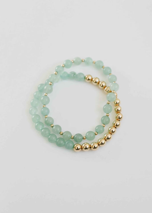 Aventurine Gemstone + 14K Gold Filled || Beaded Stretch Bracelets