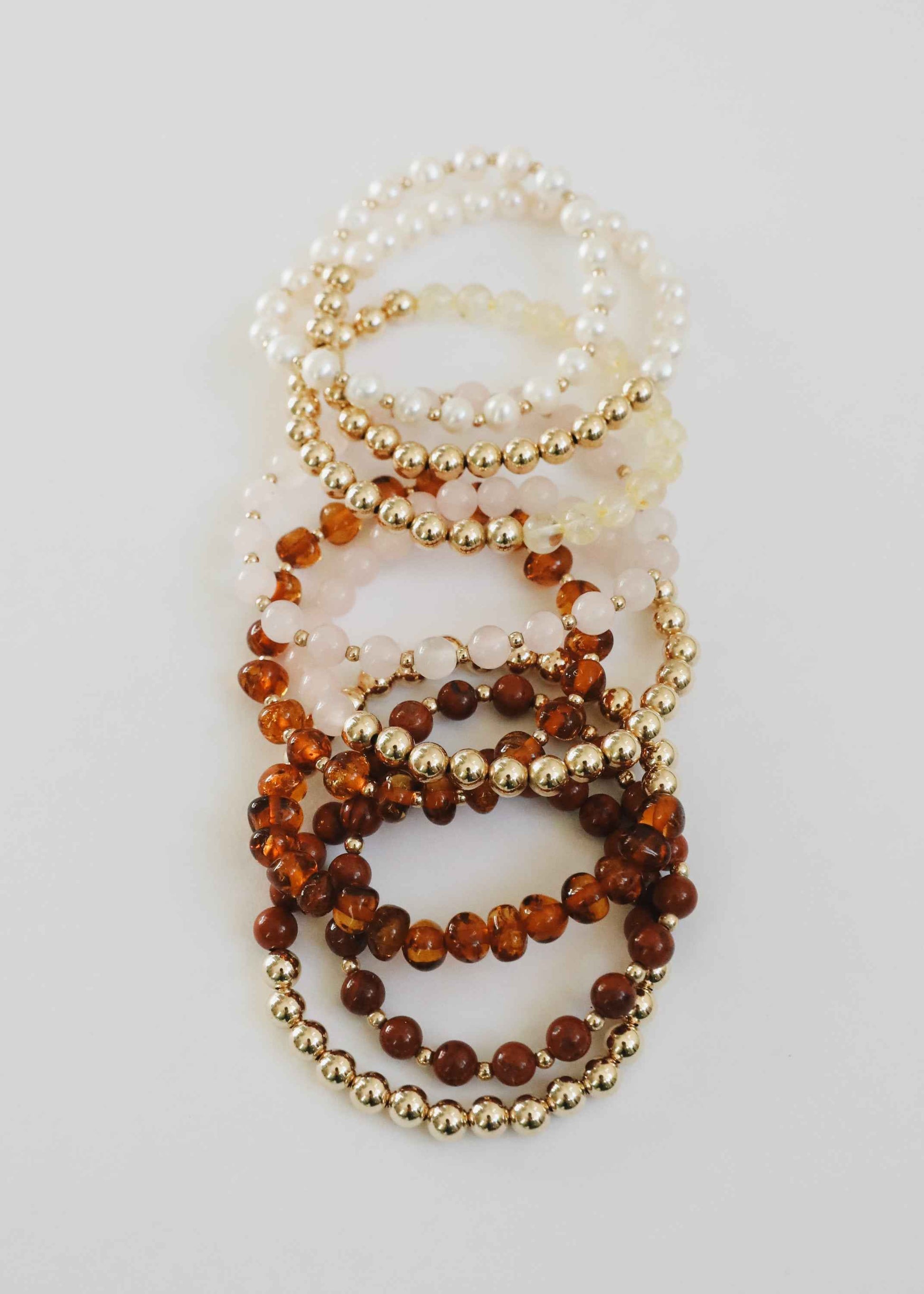 Red Jasper : 14k Gold Filled Sun + Moon || Stretch Bracelets
