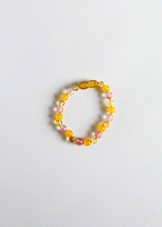 Polished Honey Baltic Amber + Honeysuckle Gemstones || Anklet or Bracelet