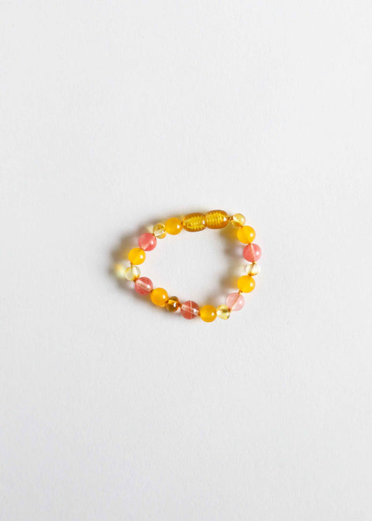 Polished Honey Baltic Amber + Honeysuckle Gemstones || Anklet or Bracelet
