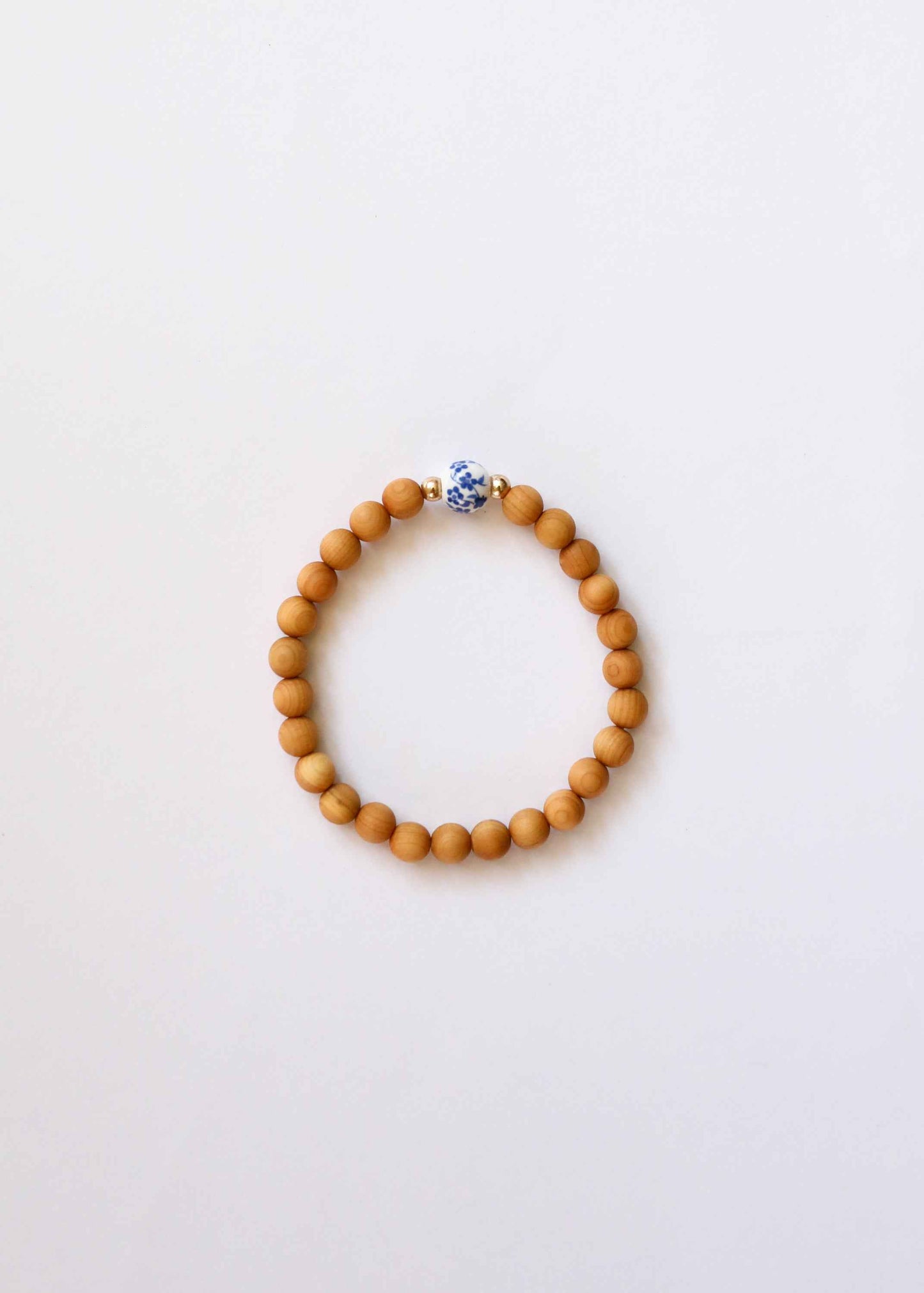 Cypress Wood || 14K Gold Filled + Vintage Flowers || Beaded Bracelet