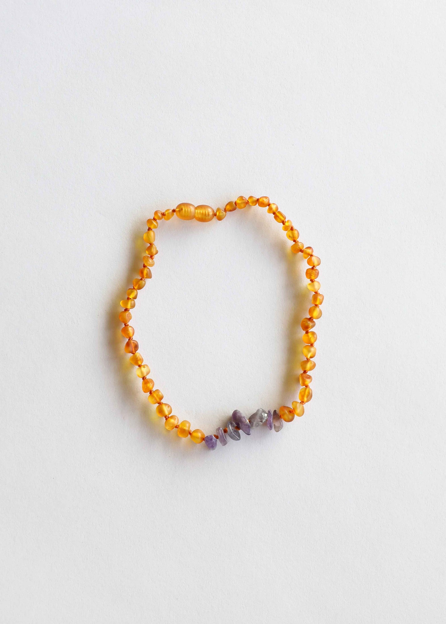 Raw Honey Baltic Amber + Raw Amethyst || Necklace