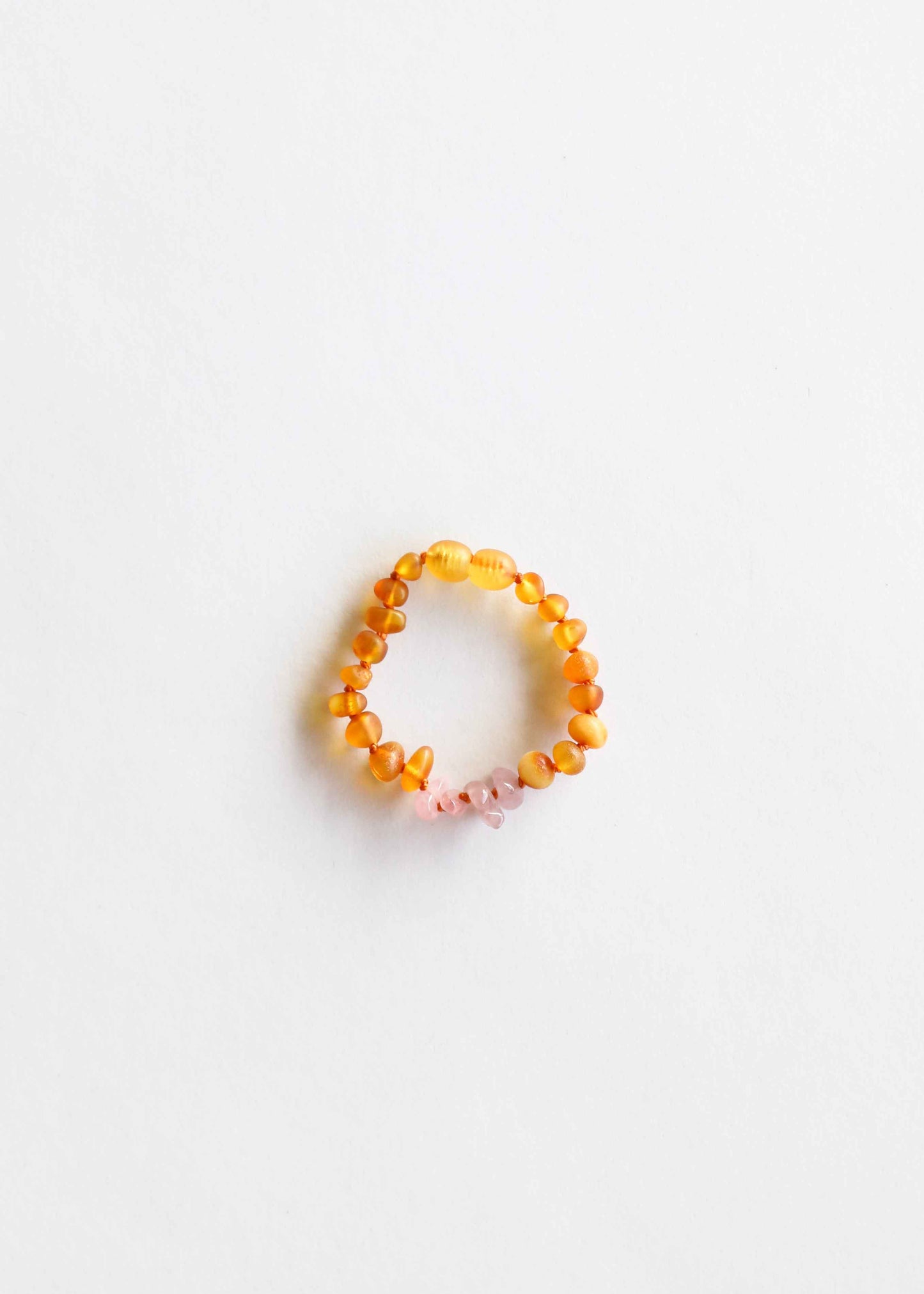 Raw Honey Baltic Amber + Raw Rose Quartz || Anklet or Bracelet