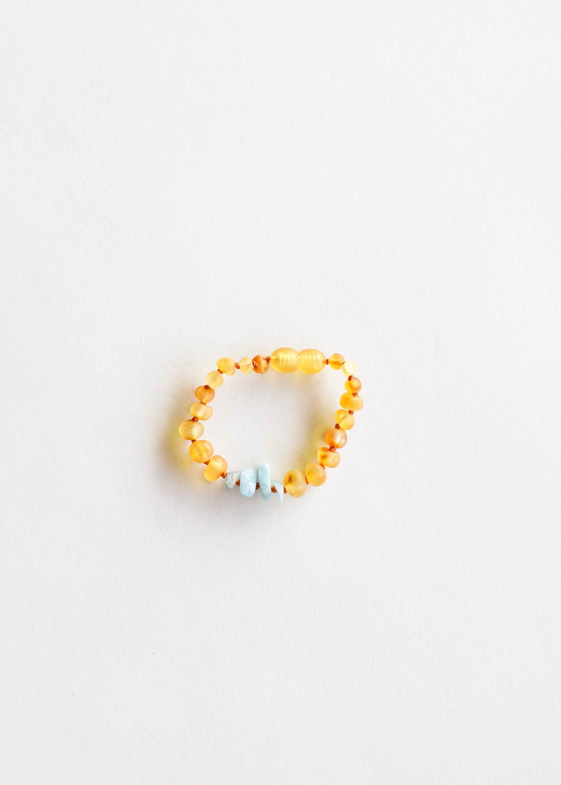 Raw Honey Baltic Amber + Aquamarine || Anklet or Bracelet
