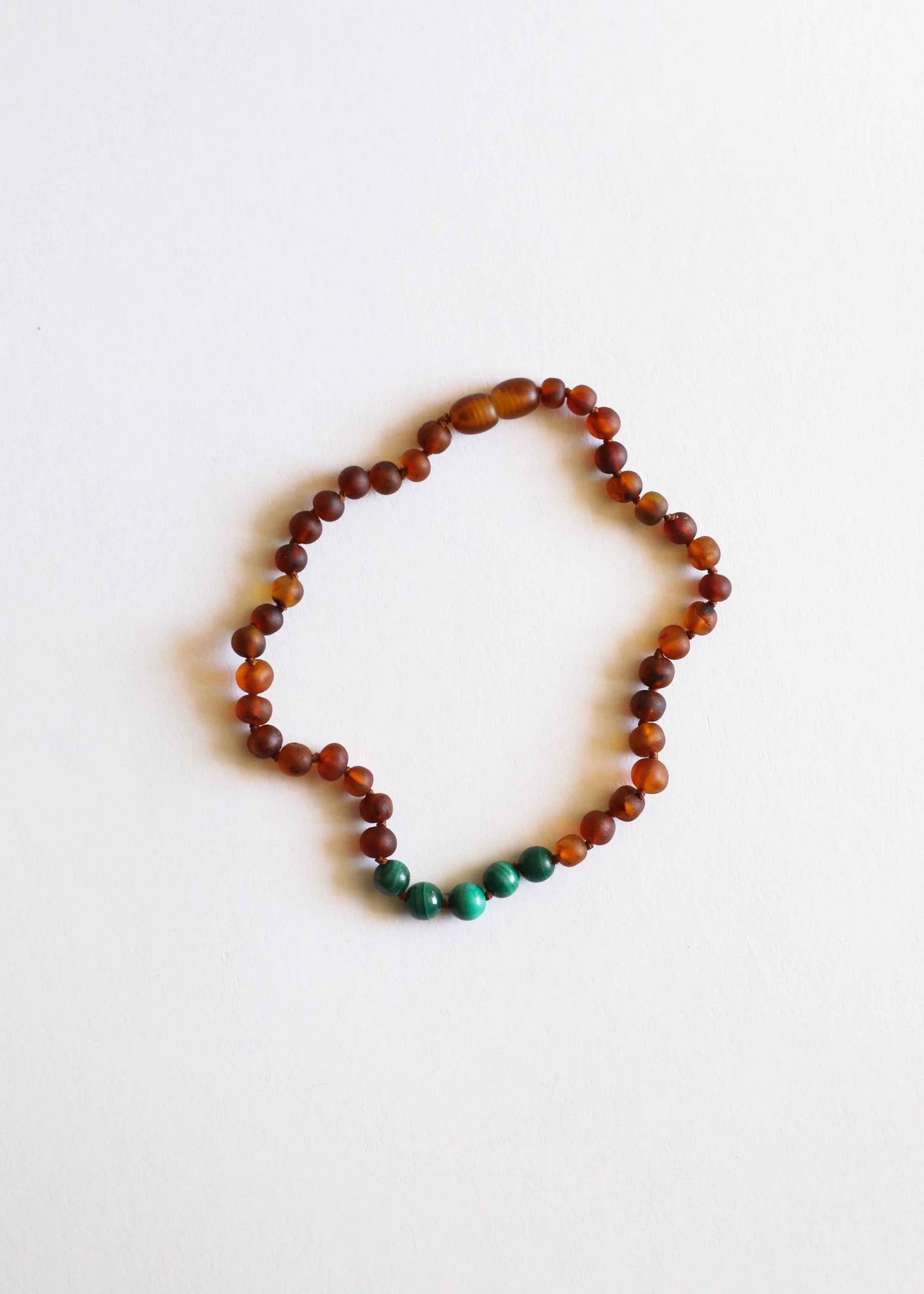 Raw Cognac Baltic Amber + Malachite || Necklace