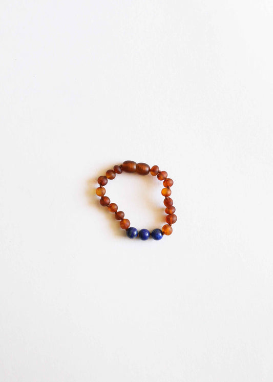 Raw Cognac Baltic Amber + Lapis Lazuli || Anklet or Bracelet