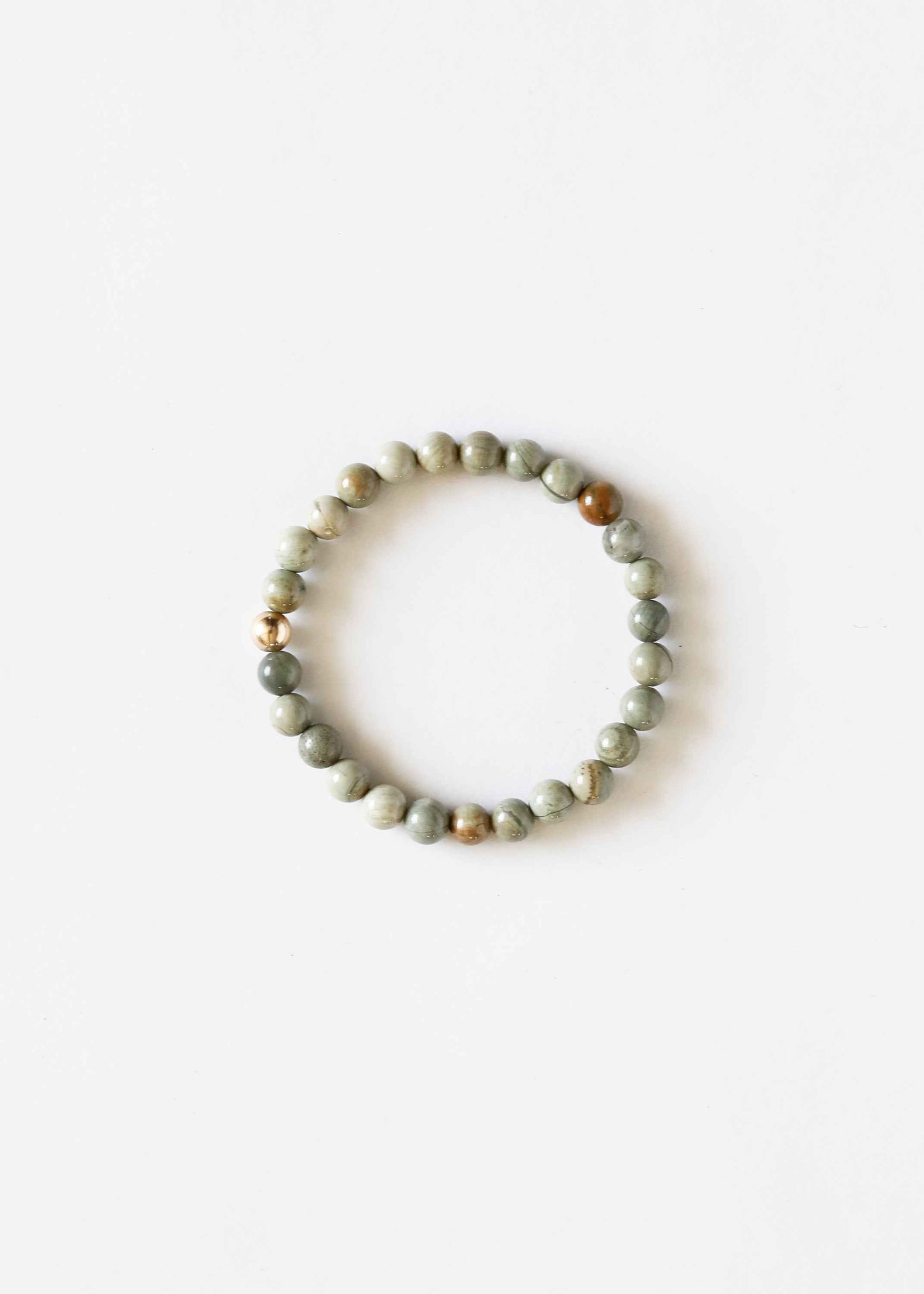 Silver Leaf Jasper + 14k Gold Filled || Adult Bracelet