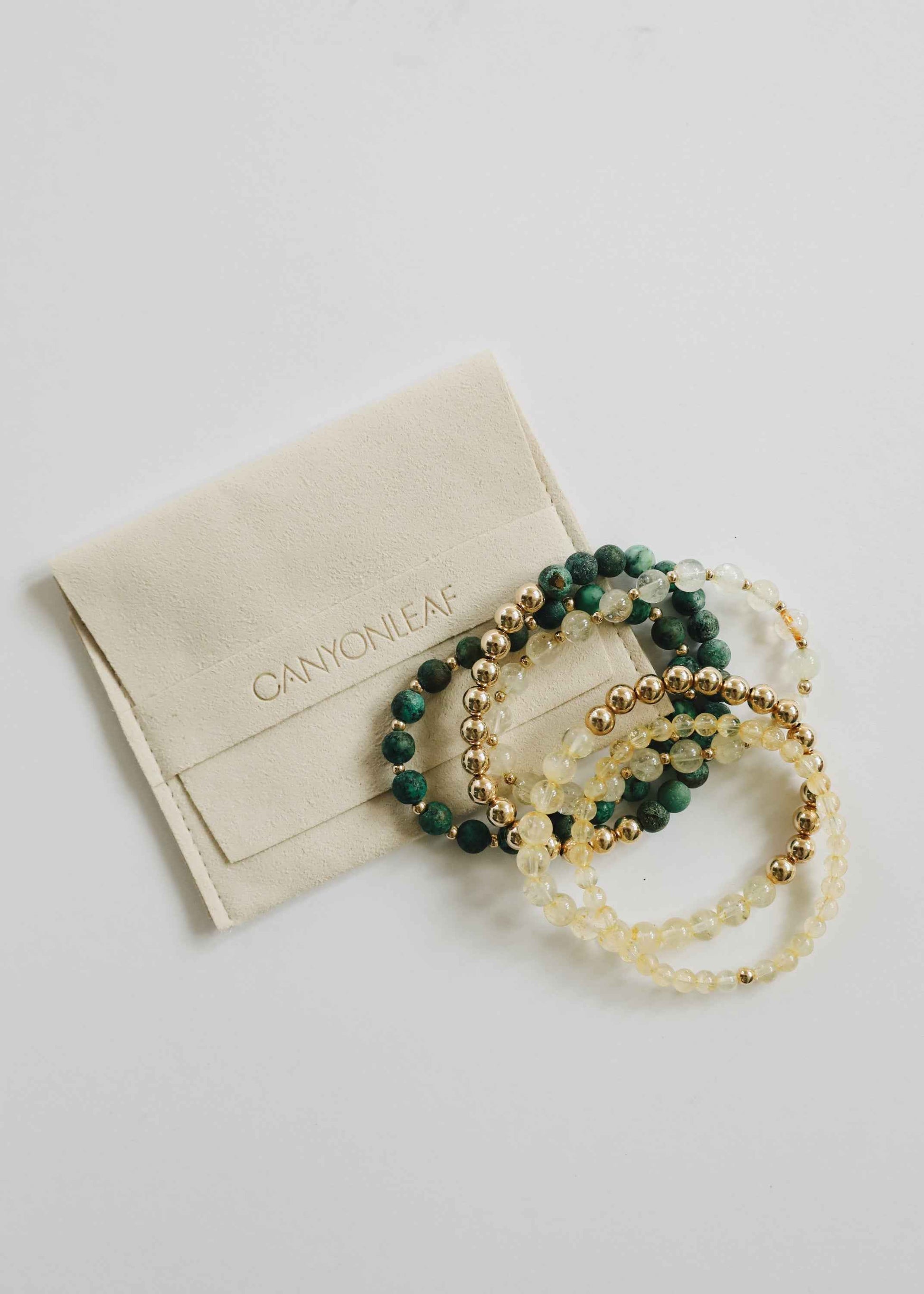 Dainty Citrine Gemstone + 14K Gold Filled || Beaded Stretch Bracelet