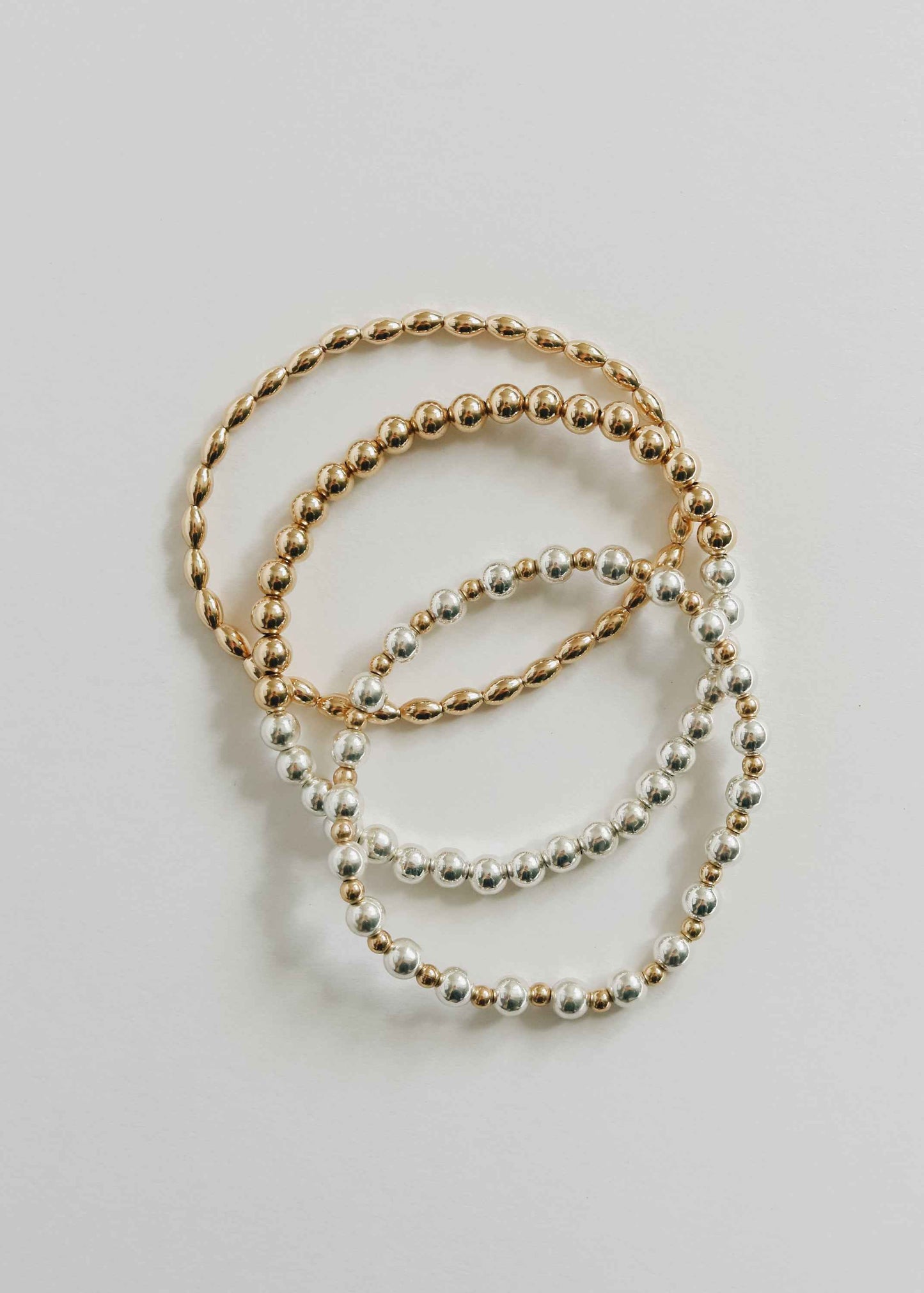 Sterling Silver + 14k Gold Filled Moon || Beaded  Bracelet