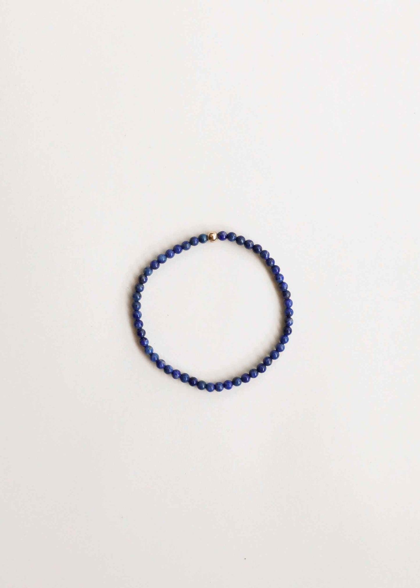 Lapis Lazuli + 14K Gold Filled Beaded Stretch Bracelet