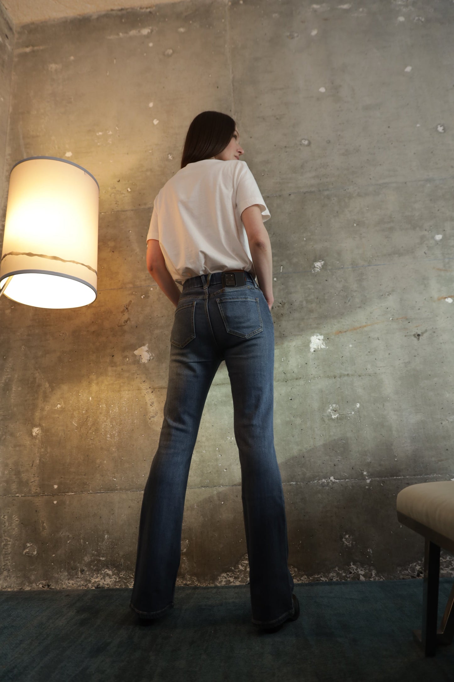 Beatrice ECO ZERO COTTON High Rise Phone Pocket Bootcut Jeans
