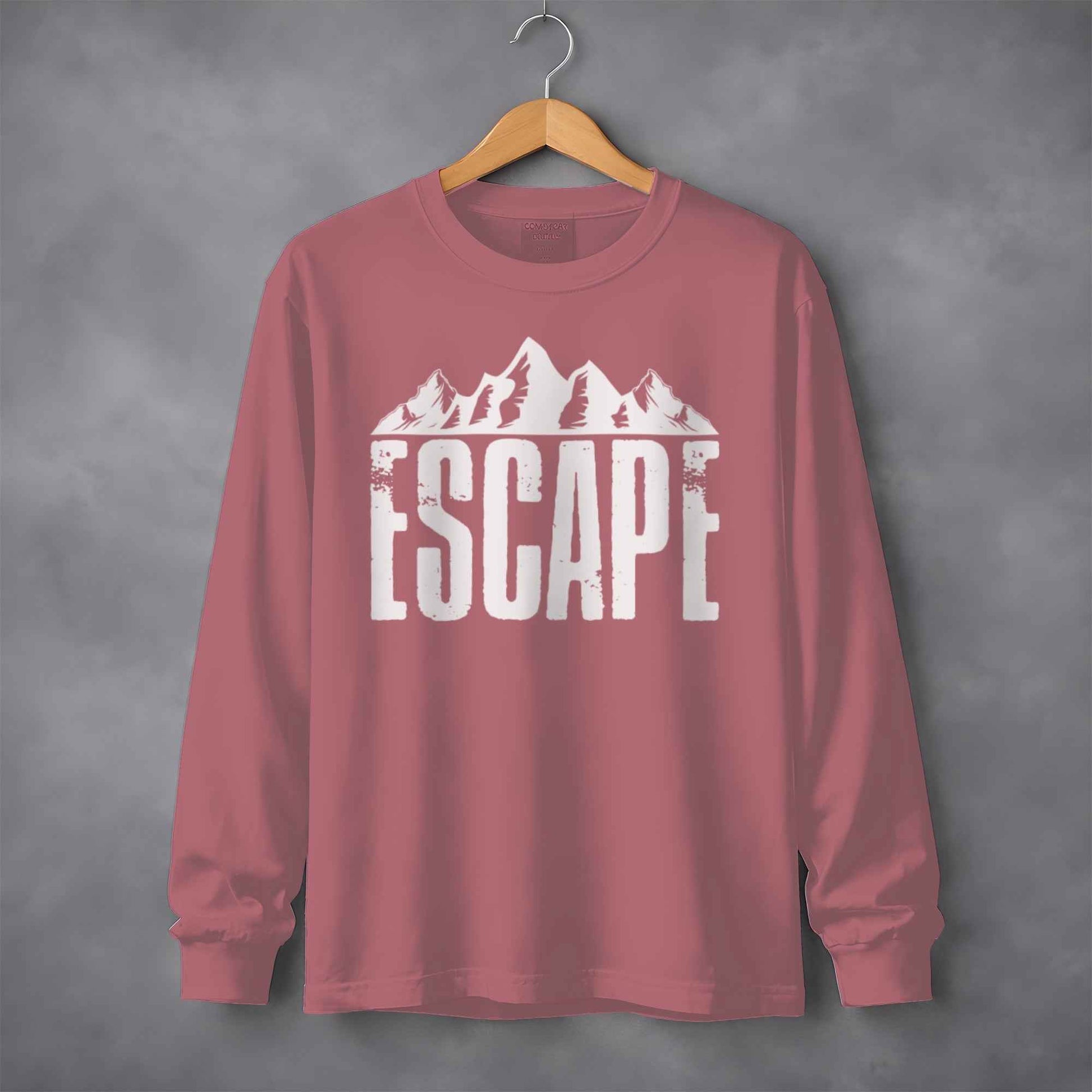Escape to Nature with Mountain Graphic Art Long Sleeve T-Shirt