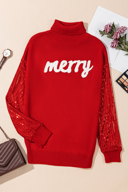 Isabella Sleeves Christmas Turtleneck Sweater