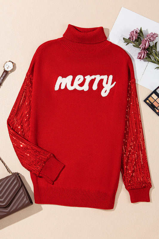 Isabella Sleeves Christmas Turtleneck Sweater