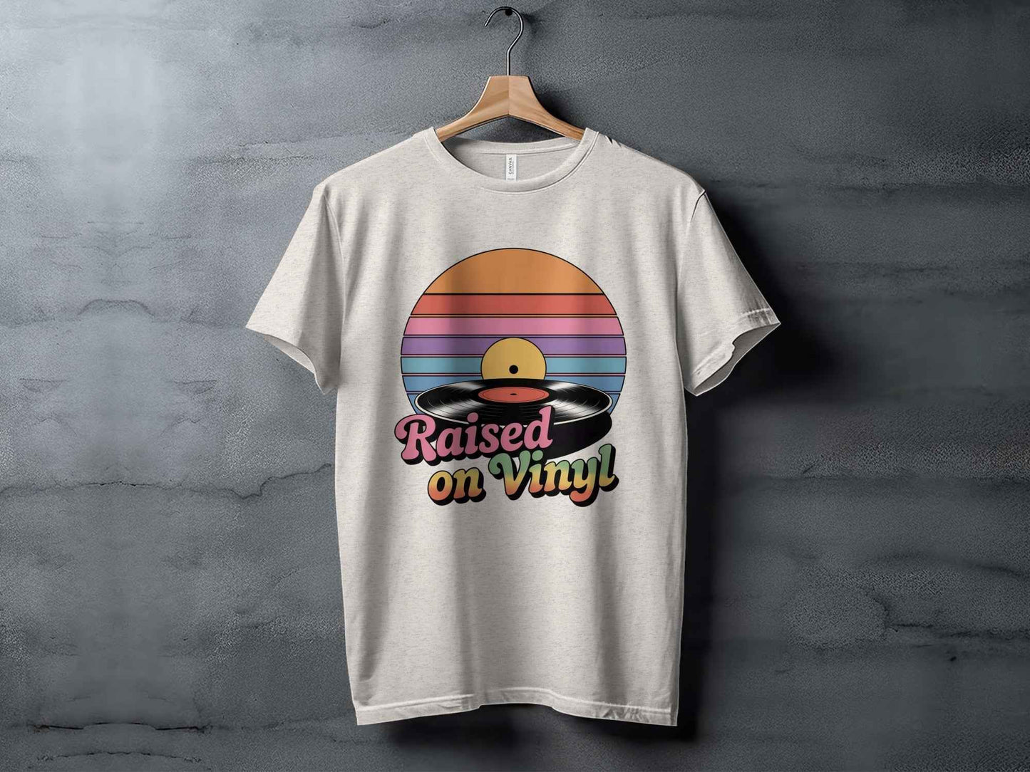Raised On Vinyl Vintage Retro Style Design Graphic T-Shirt