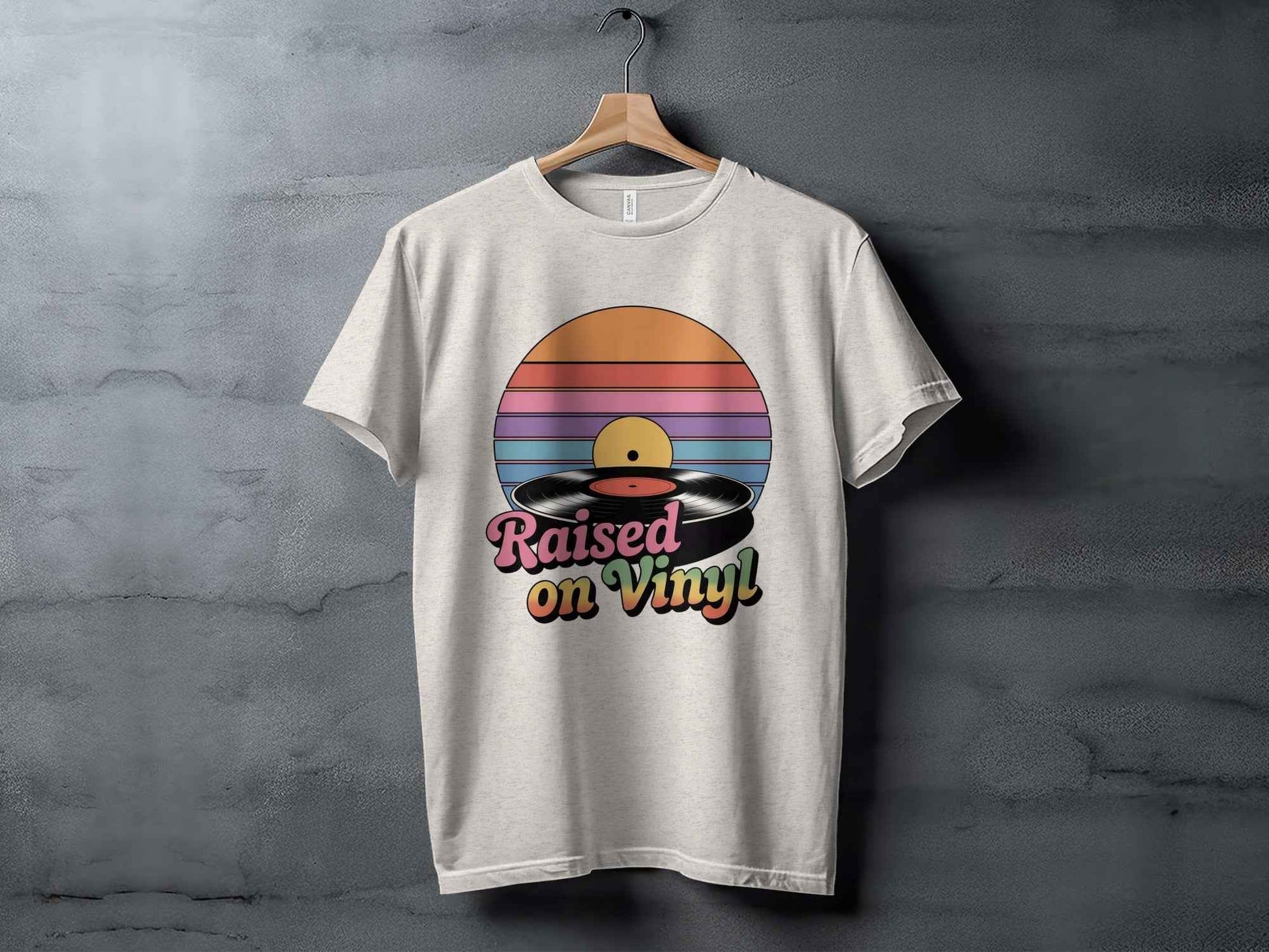 Raised On Vinyl Vintage Retro Style Design Graphic T-Shirt