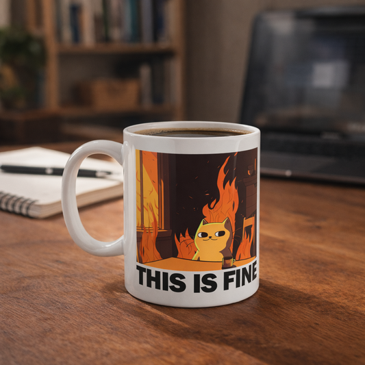 This Is Fine Cat Mug