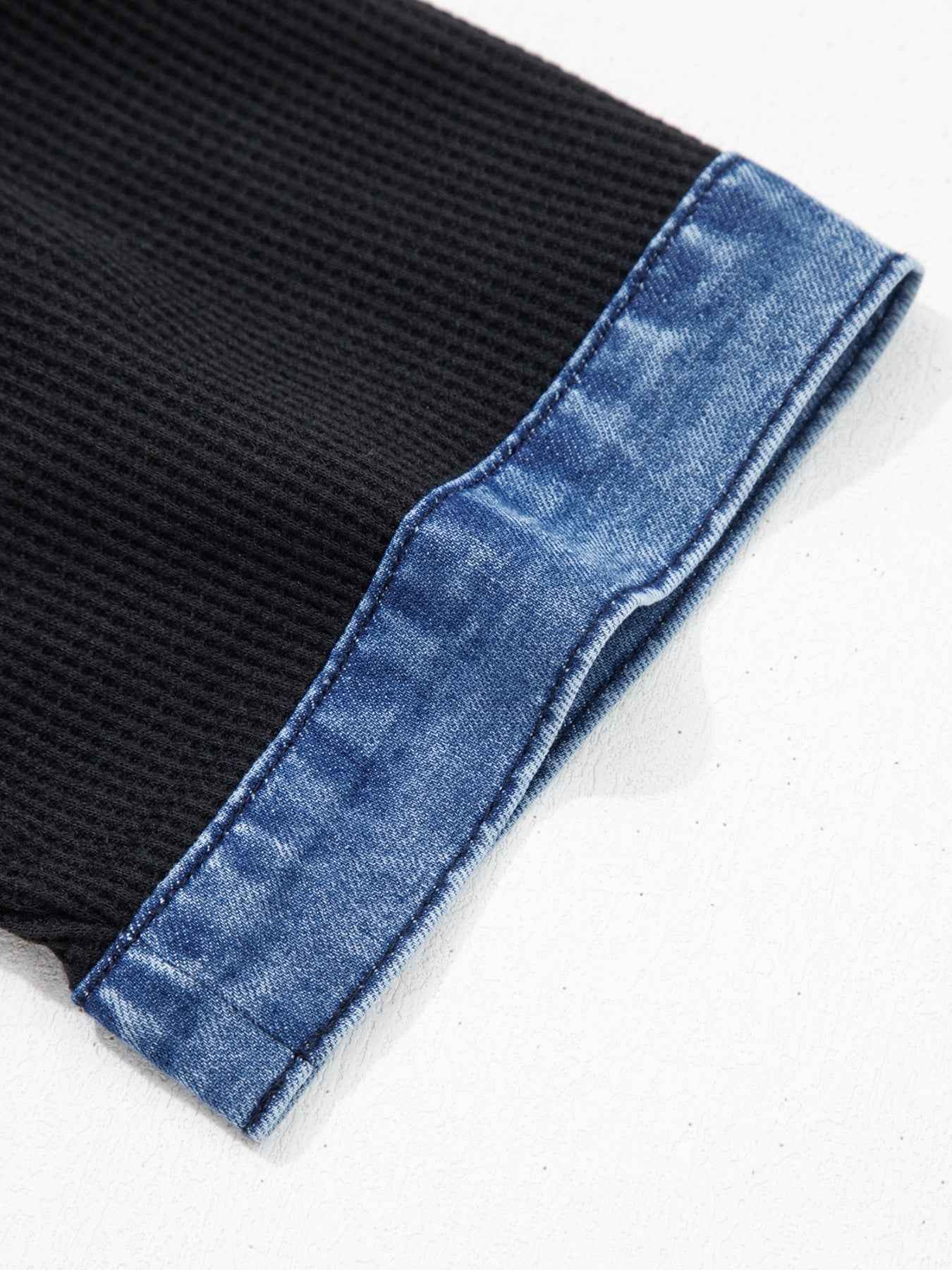 Denim Trim Button Detail Top