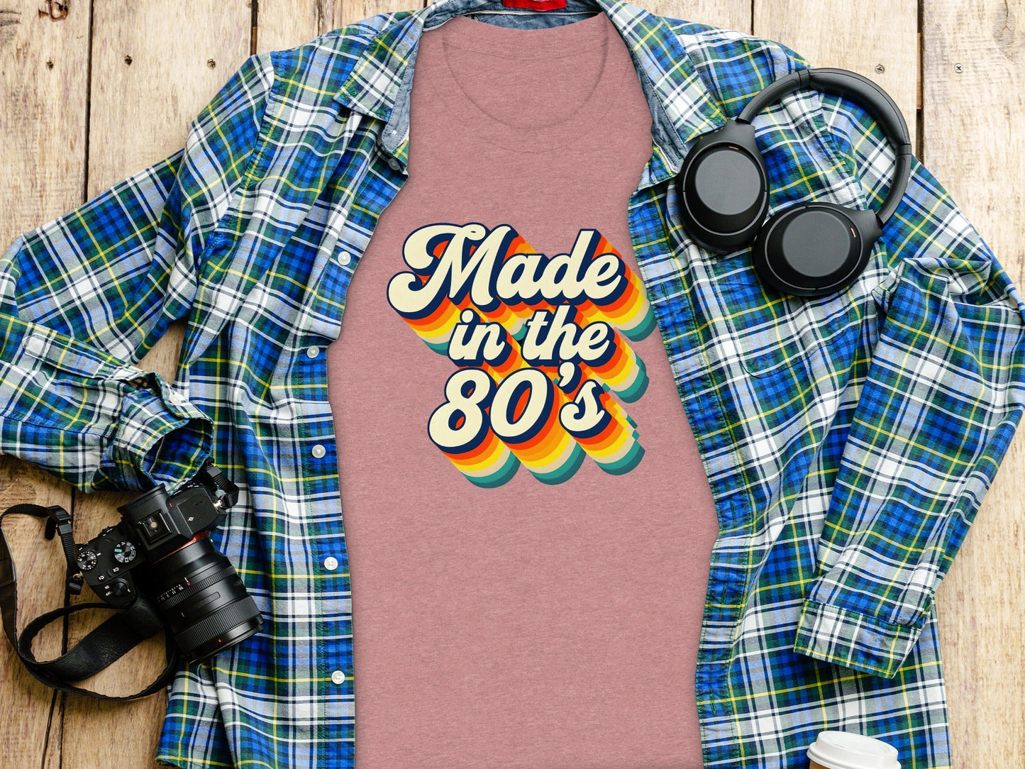 Awesome Made In The Eighties Rainbow Stripes Design T-Shirt