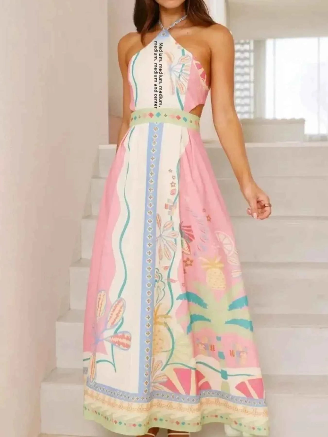 Halter Neck Printed Maxi Dress