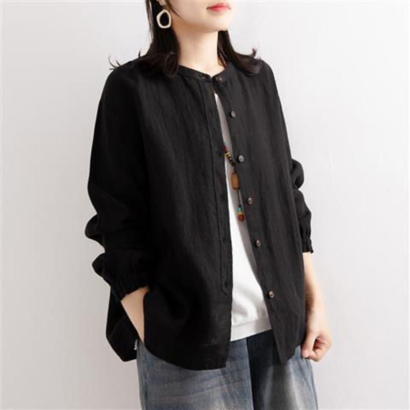 Sure! Here is an optimized title for your clothing product:

"Relaxed Fit Linen and Cotton Shirt Jacket