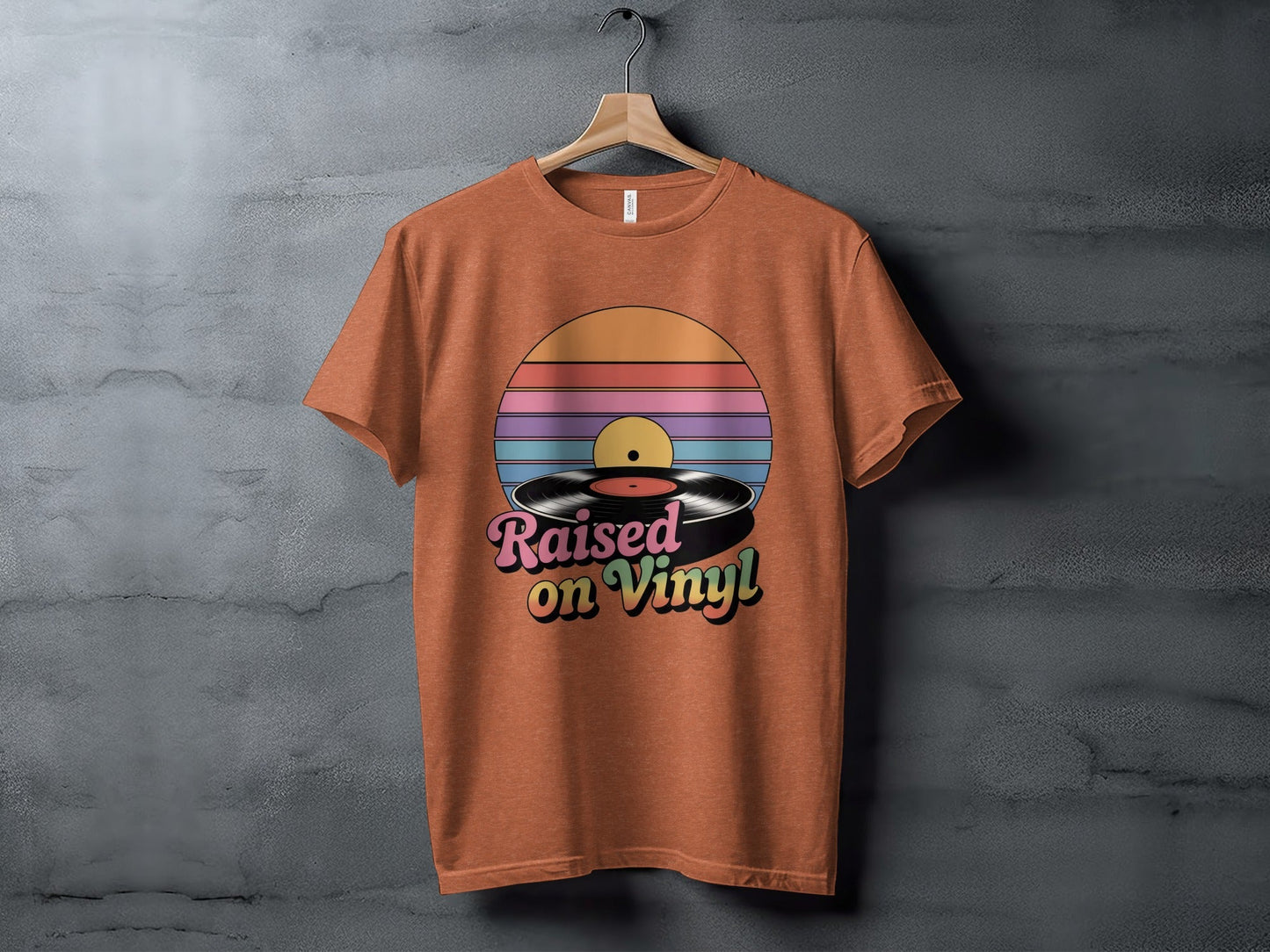 Raised On Vinyl Vintage Retro Style Design Graphic T-Shirt
