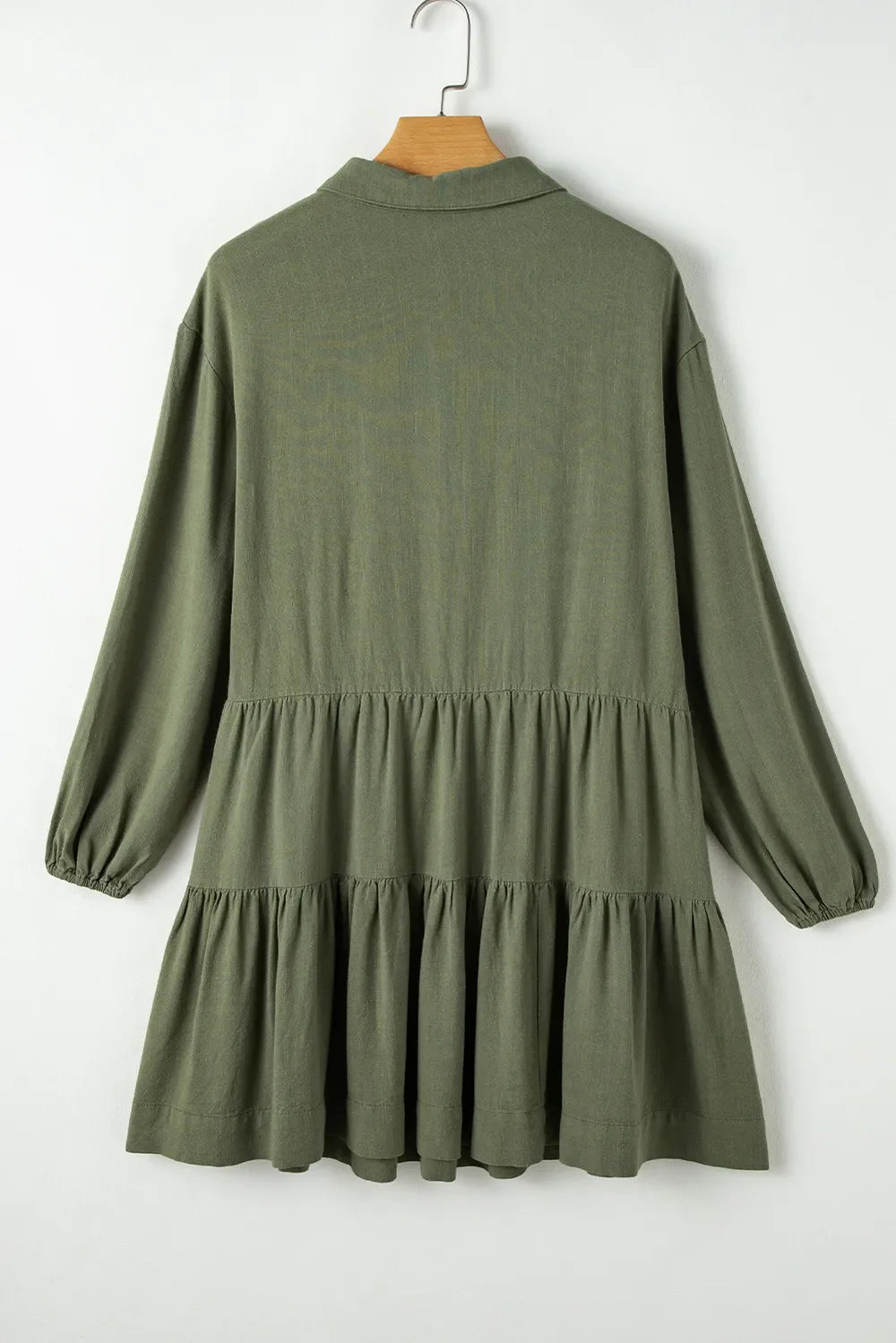 Tiered Collared Neck Balloon Sleeve Dress