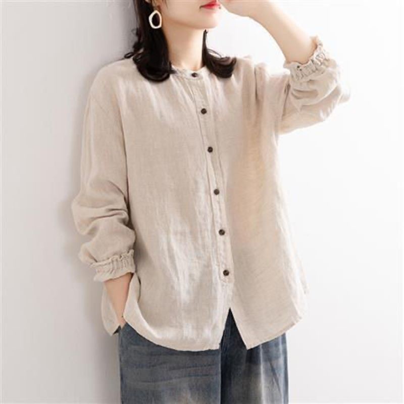 Sure! Here is an optimized title for your clothing product:

"Relaxed Fit Linen and Cotton Shirt Jacket