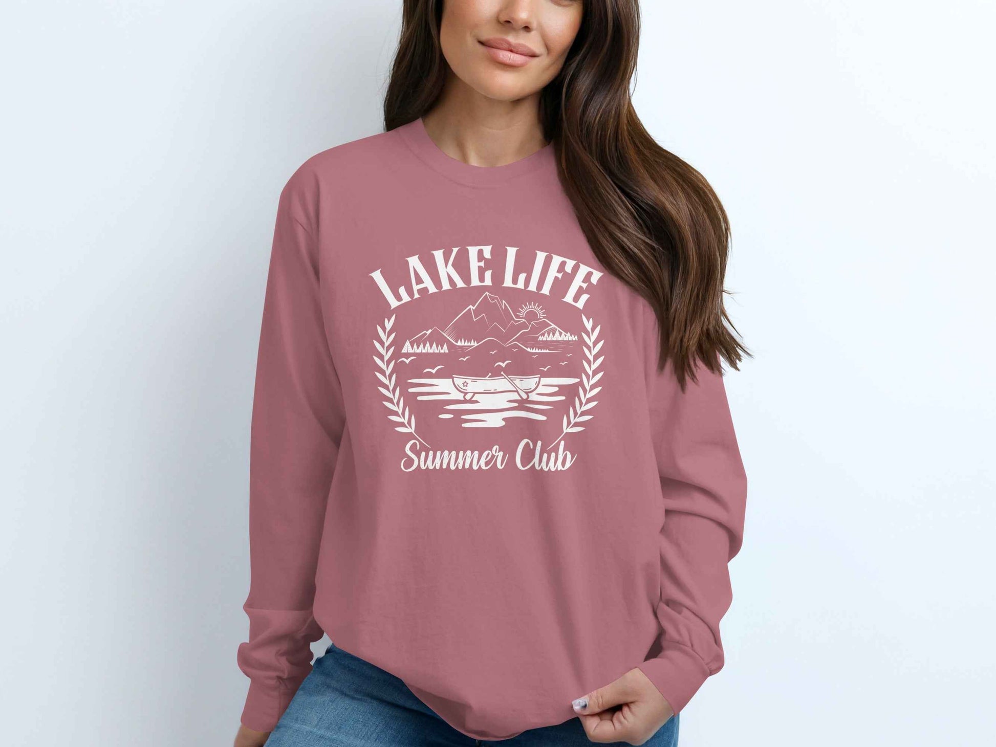 Lake Life Summer Club Graphic Design Long Sleeve T-Shirt