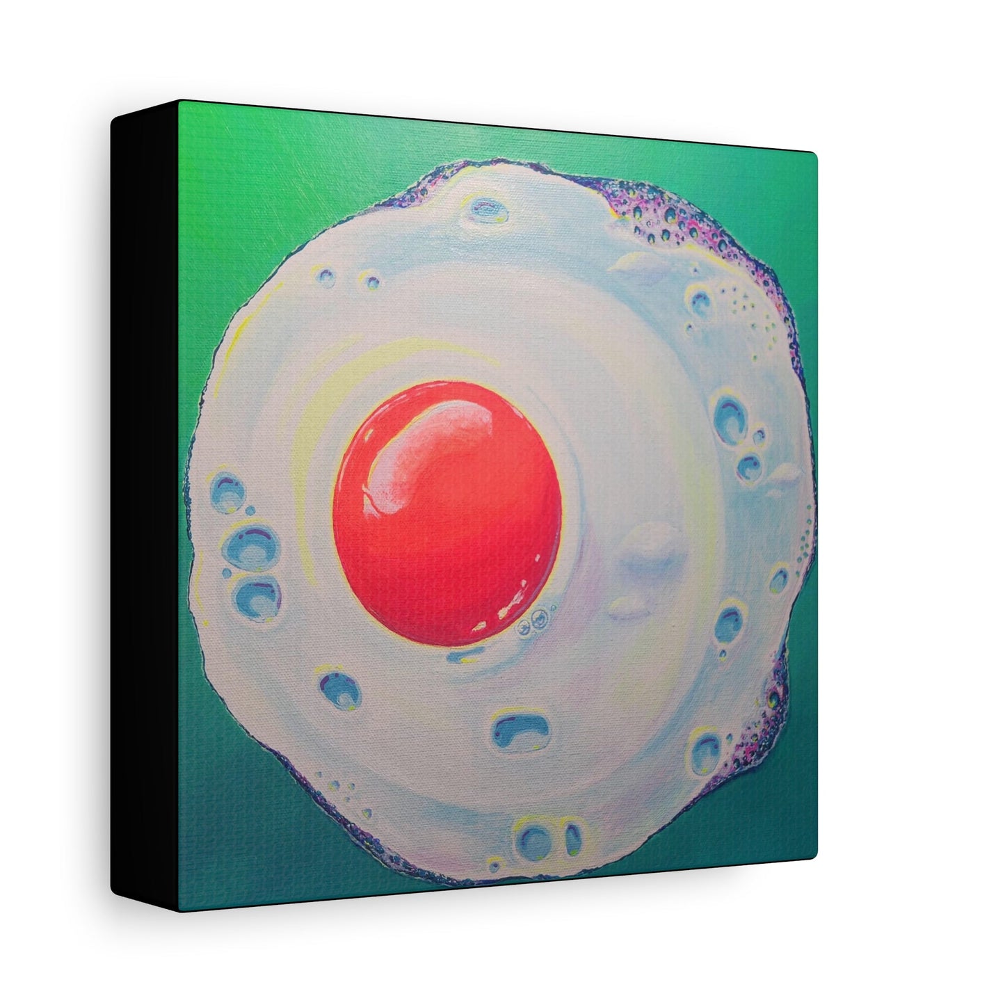 Neon Fried Egg Original Canvas Art Print, Wall Art Decor
